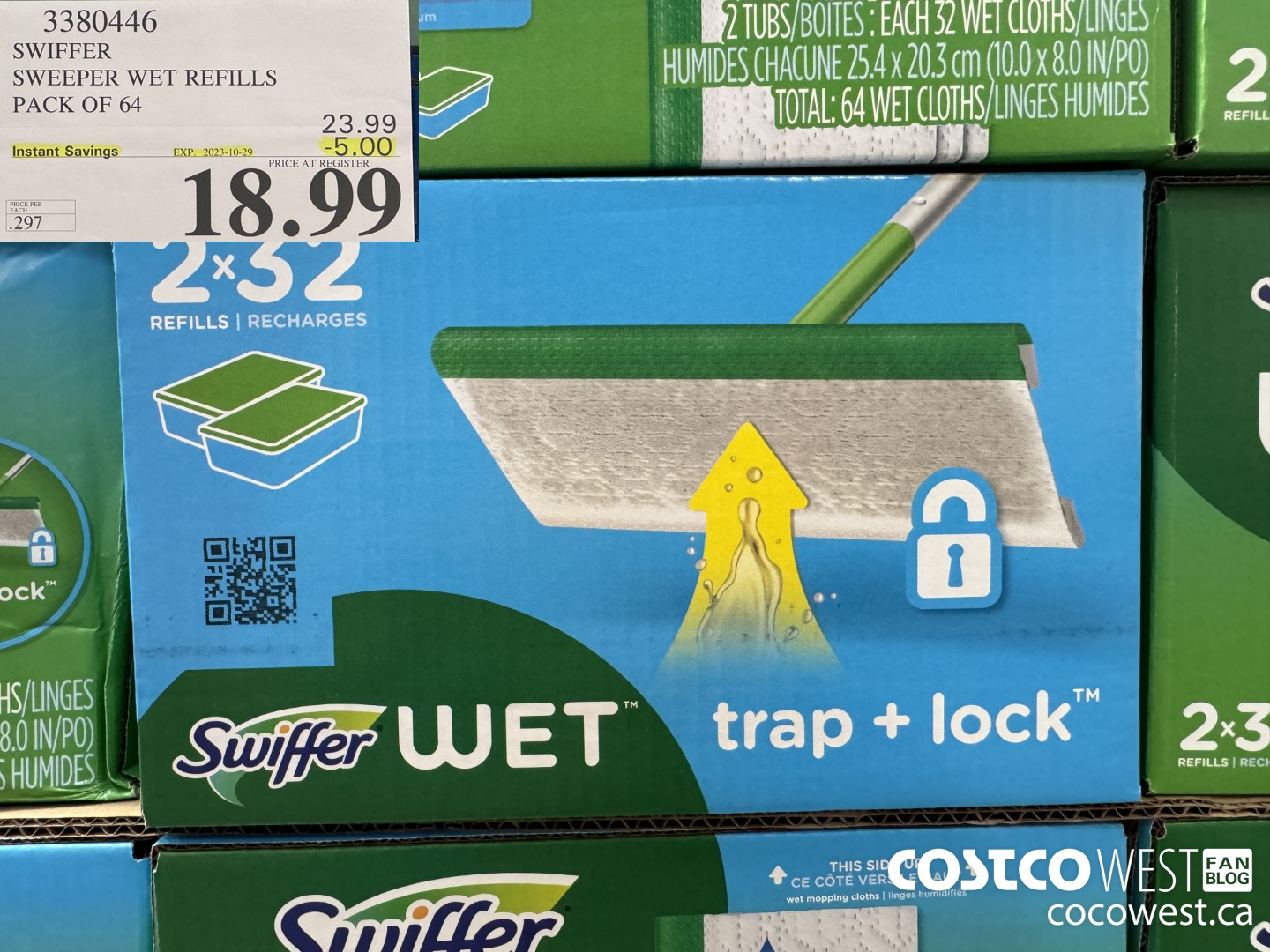 3380446 SWIFFER SWEEPER WET REFILLS PACK OF 64 ($5.00 INSTANT SAVINGS EXPIRES ON 2023-10-29) $18.99