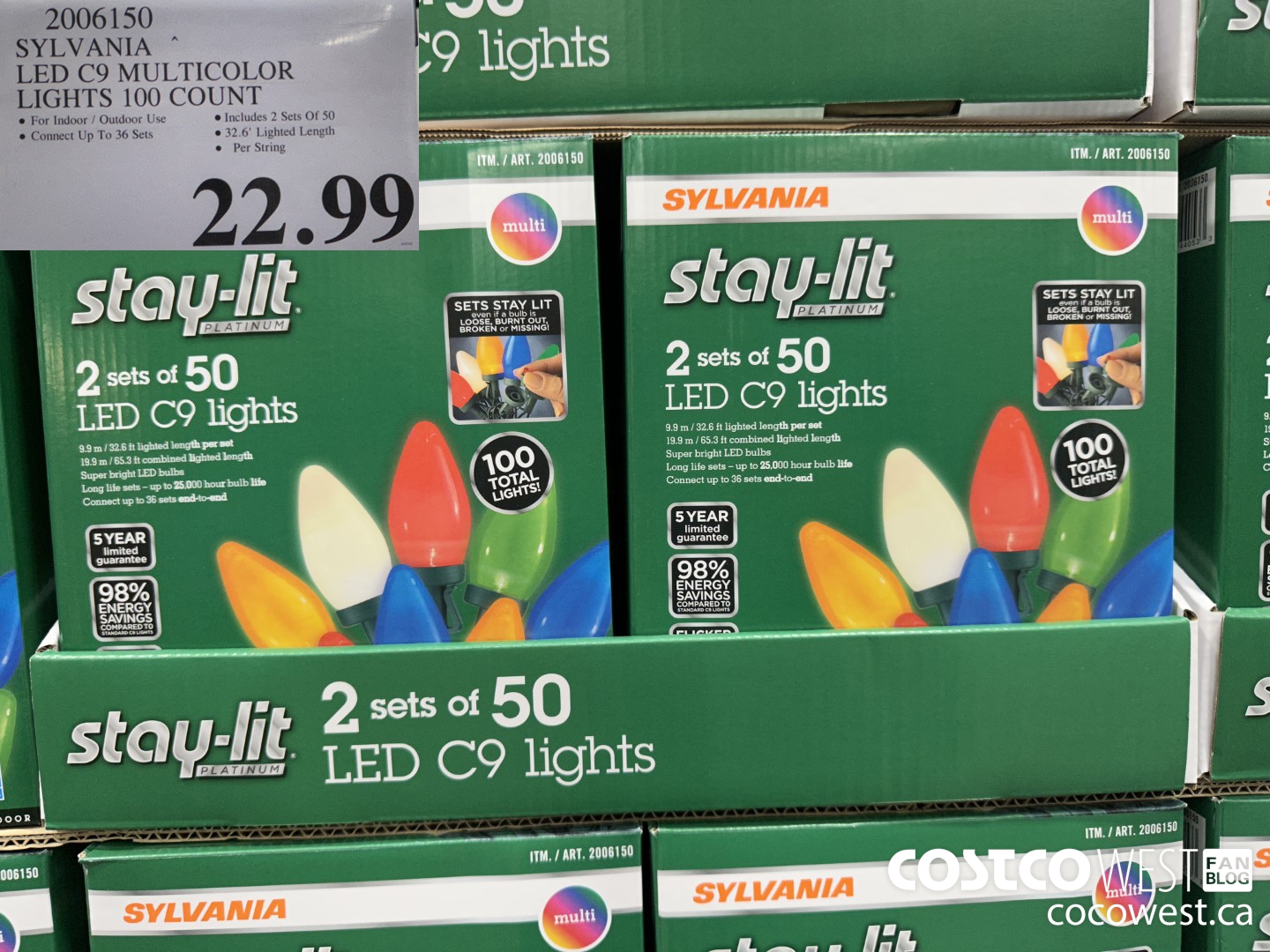 2006150 SYLVANIA LED C9 MULTICOLOR LIGHTS 100 COUNT  $22.99