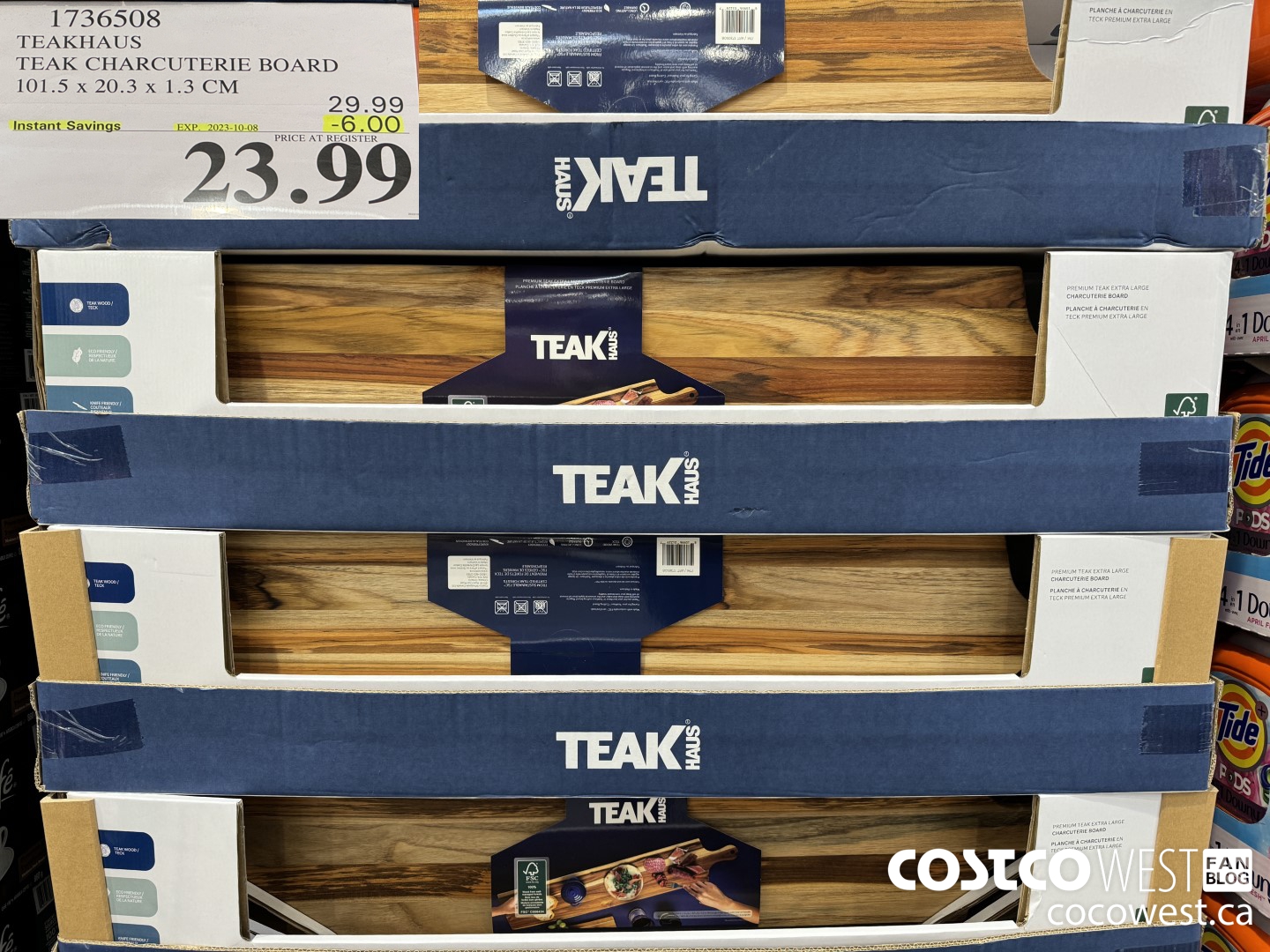 1736508 TEAKHAUS TEAK CHARCUTERIE BOARD 101.5 X 20.3 X 1.3 CM ($6.00 INSTANT SAVINGS EXPIRES ON 2023-10-08) $23.99