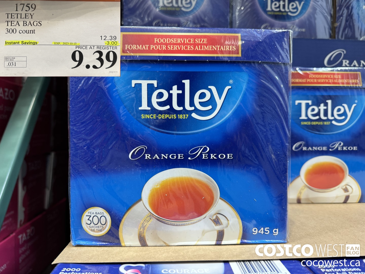 1759 TETLEY TEA BAGS 300 COUNT ($3.00 INSTANT SAVINGS EXPIRES ON 2023-10-15) $9.39