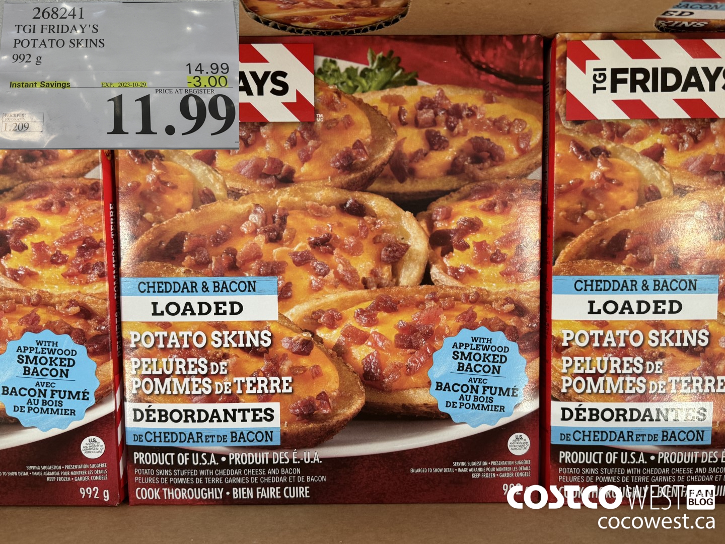 268241 TGI FRIDAY'S POTATO SKINS 992 G ($3.00 INSTANT SAVINGS EXPIRES ON 2023-10-29) $11.99