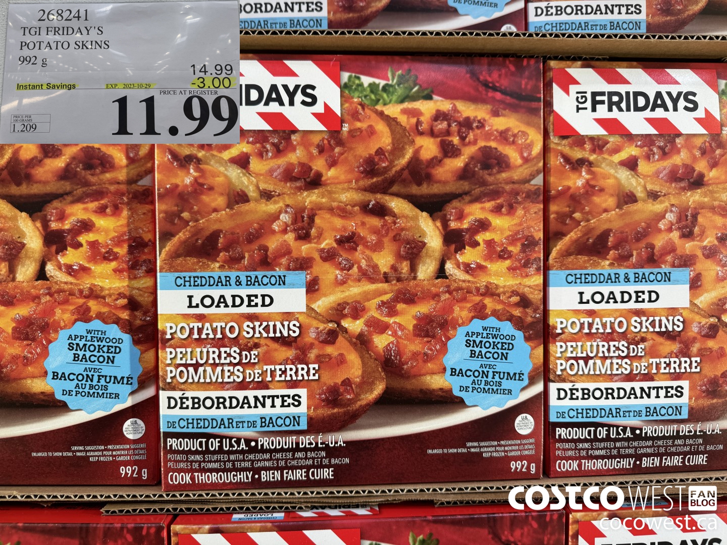 268241 TGI FRIDAY'S POTATO SKINS 992 G ($3.00 INSTANT SAVINGS EXPIRES ON 2023-10-29) $11.99