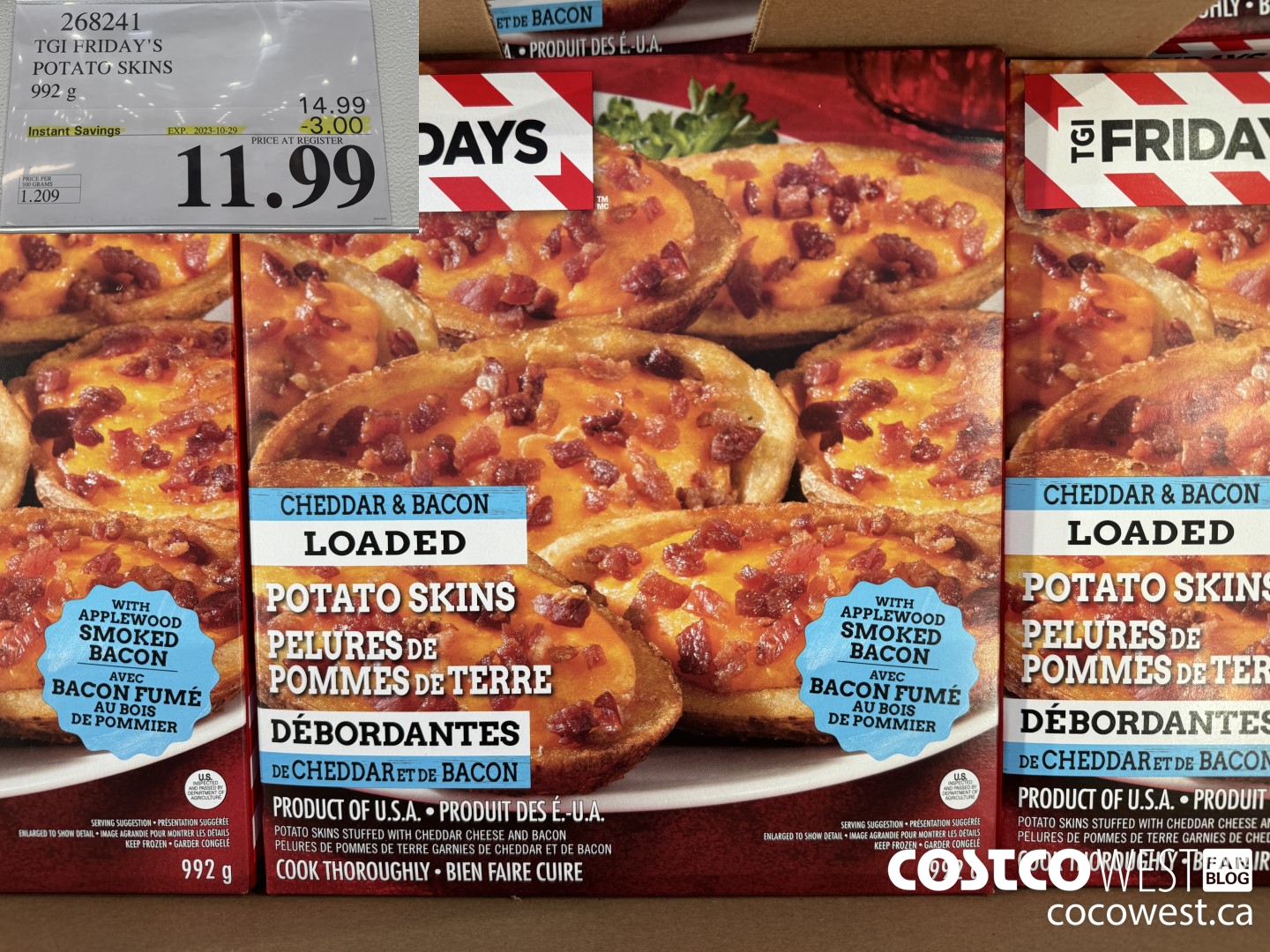 268241 TGI FRIDAY'S POTATO SKINS 992 G ($3.00 INSTANT SAVINGS EXPIRES ON 2023-10-29) $11.99