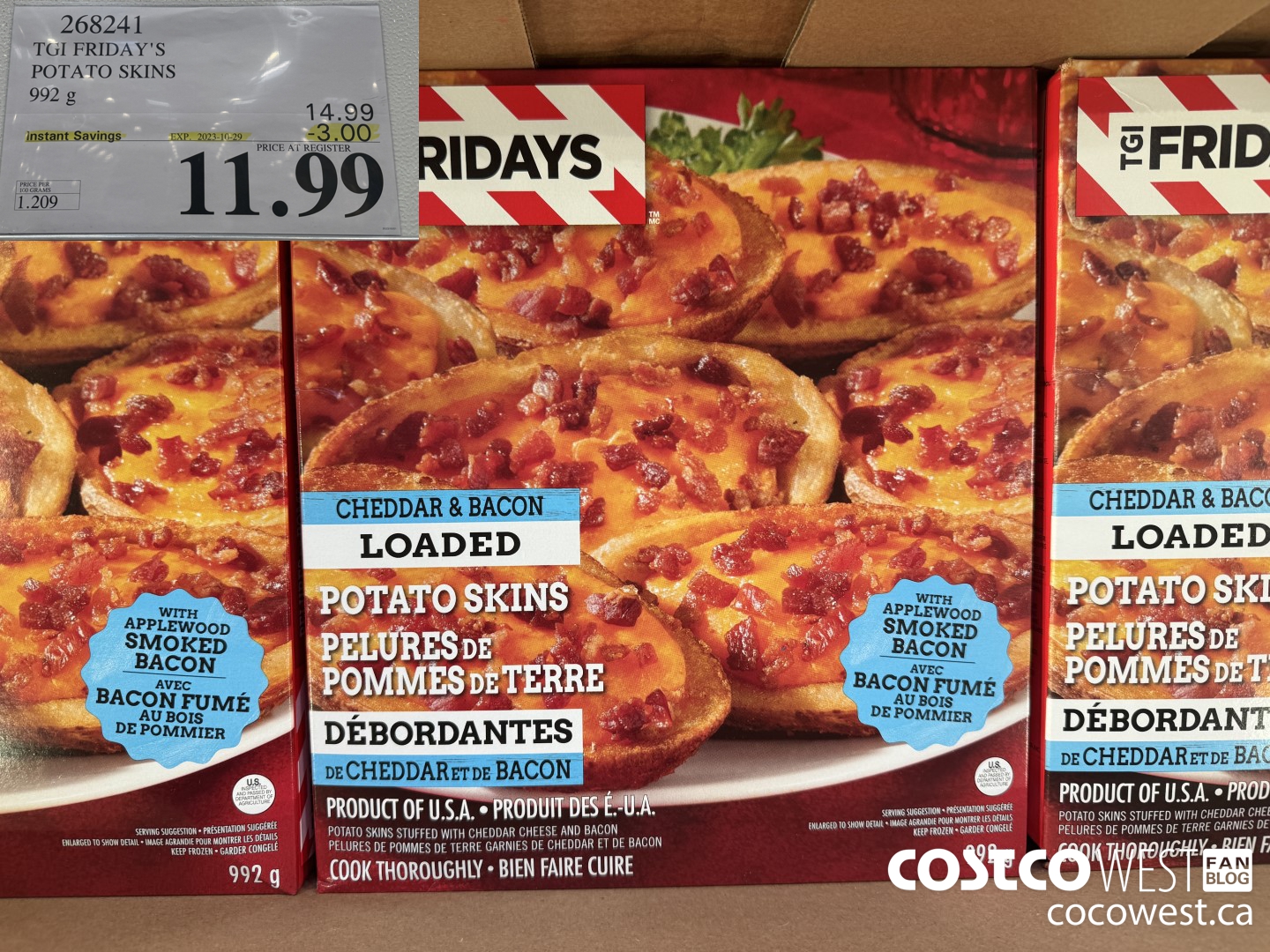 268241 TGI FRIDAY'S POTATO SKINS 992 G ($3.00 INSTANT SAVINGS EXPIRES ON 2023-10-29) $11.99