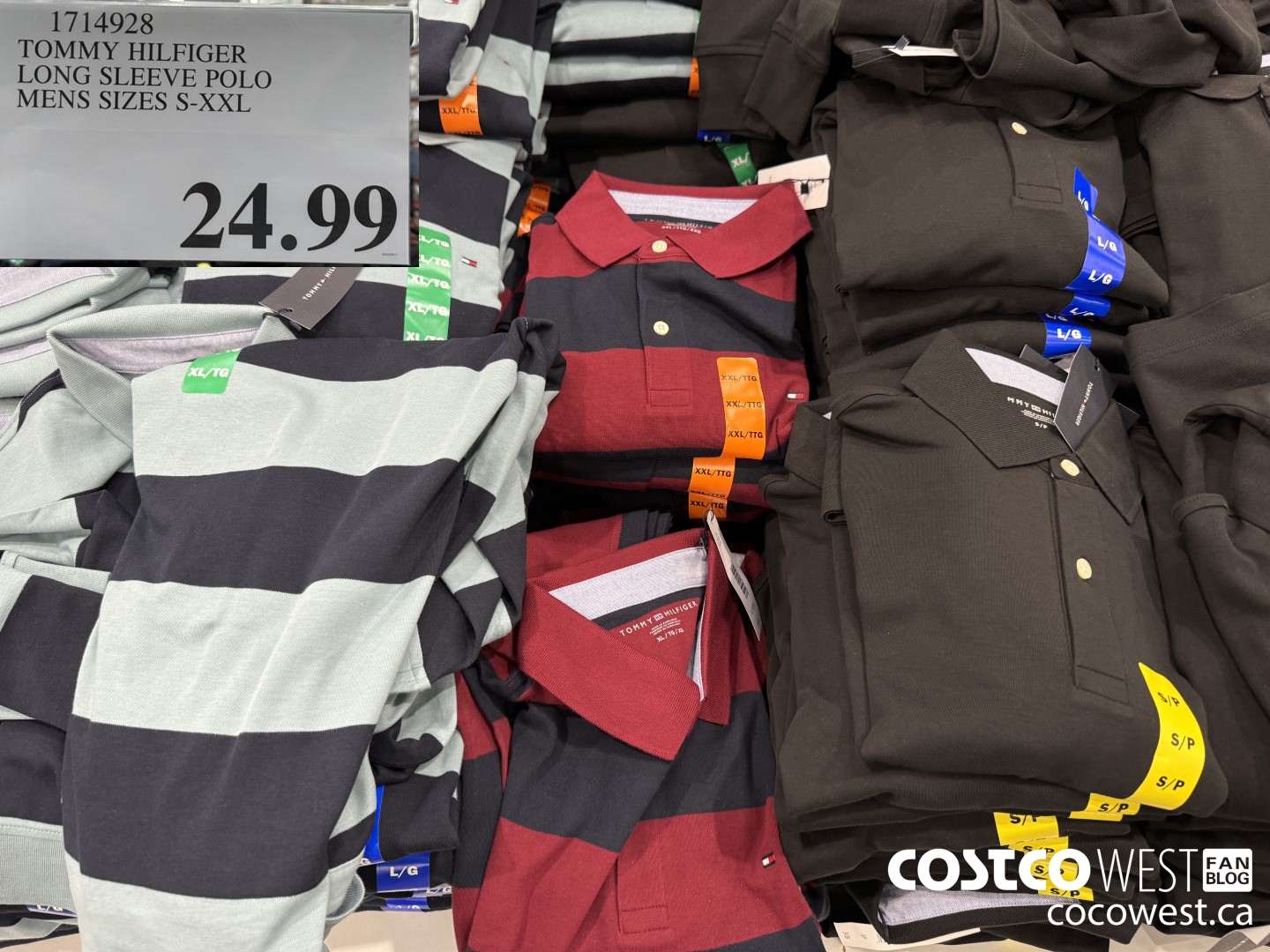 1714928 TOMMY HILFIGER LONG SLEEVE POLO MENS SIZES S-XXL $24.99