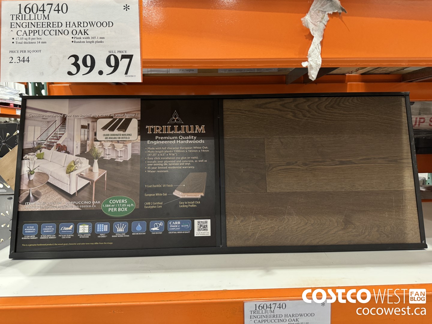 1604740 TRILLIUM ENGINEERED HARDWOOD CAPPUCCINO OAK $39.97