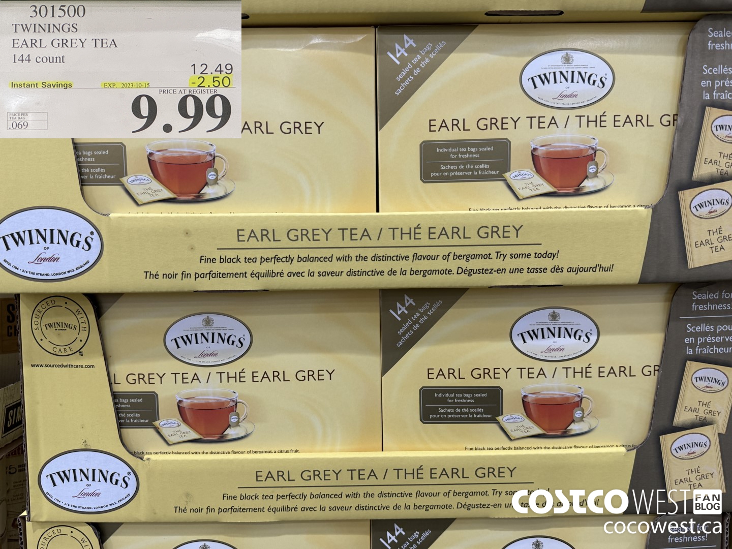 301500 TWININGS EARL GREY TEA 144 COUNT ($2.50 INSTANT SAVINGS EXPIRES ON 2023-10-15) $9.99