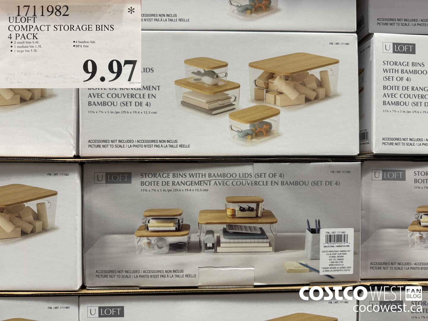 1711982 ULOFT COMPACT STORAGE BINS 4 PACK $9.97