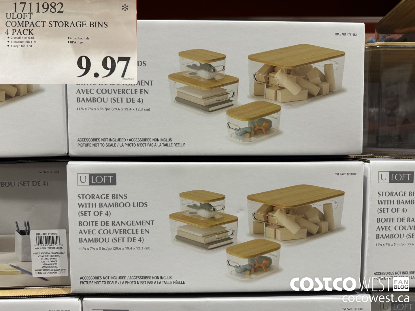 1711982 ULOFT COMPACT STORAGE BINS 4 PACK $9.97