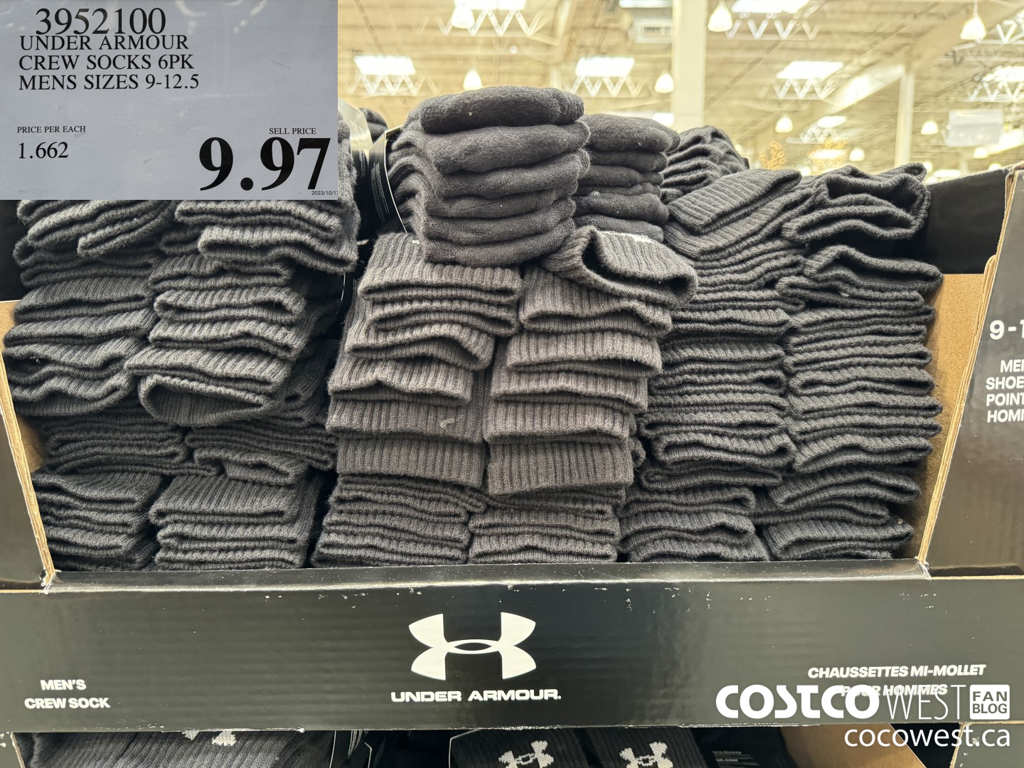 3952100 UNDER ARMOUR CREW SOCKS 6PK MENS SIZES 9-12.5 $9.97