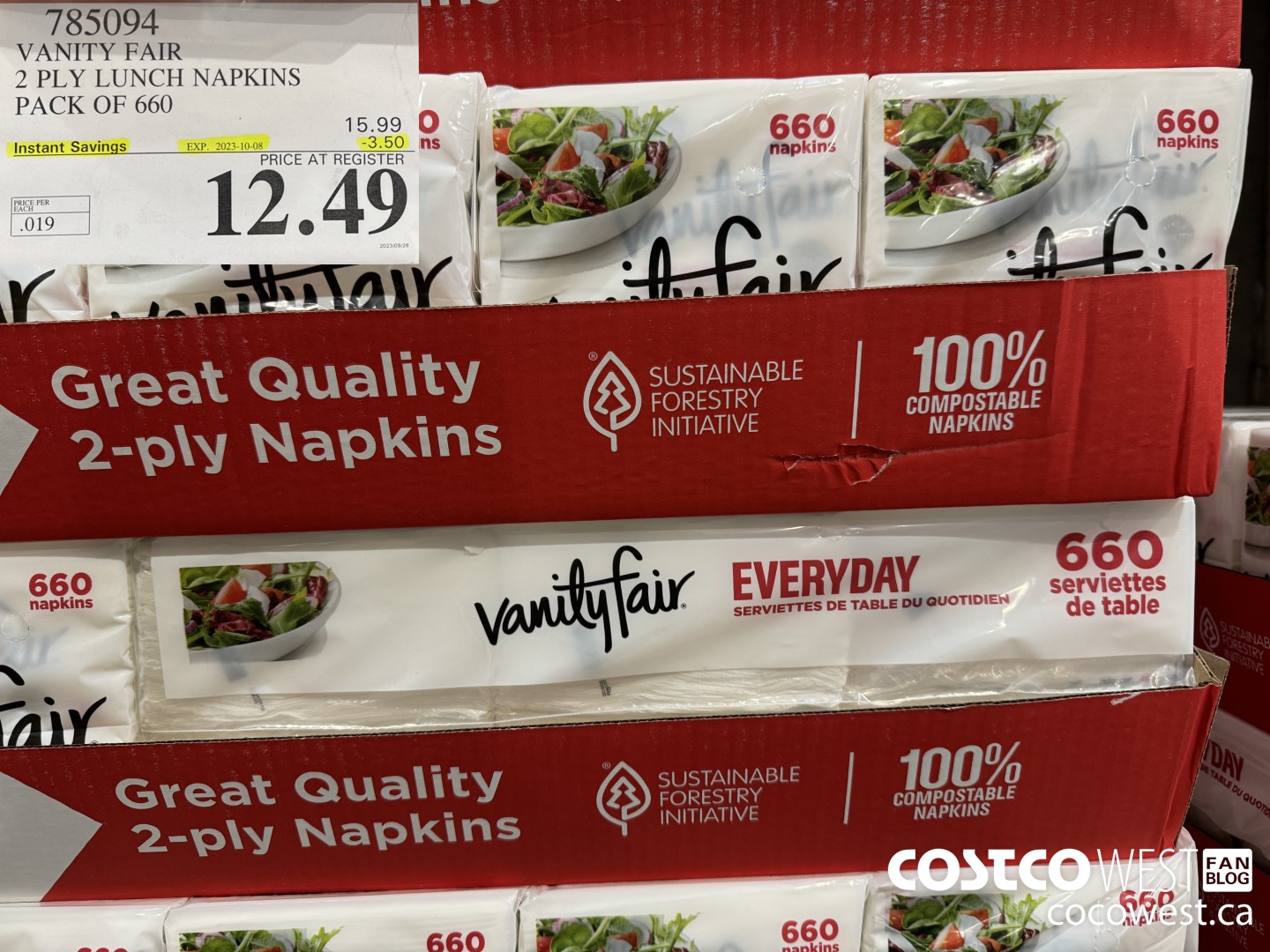 785094 VANITY FAIR 2 PLY LUNCH NAPKIN PACK OF 660 ($3.50 INSTANT SAVINGS EXPIRES ON 2023-10-08) $12.49