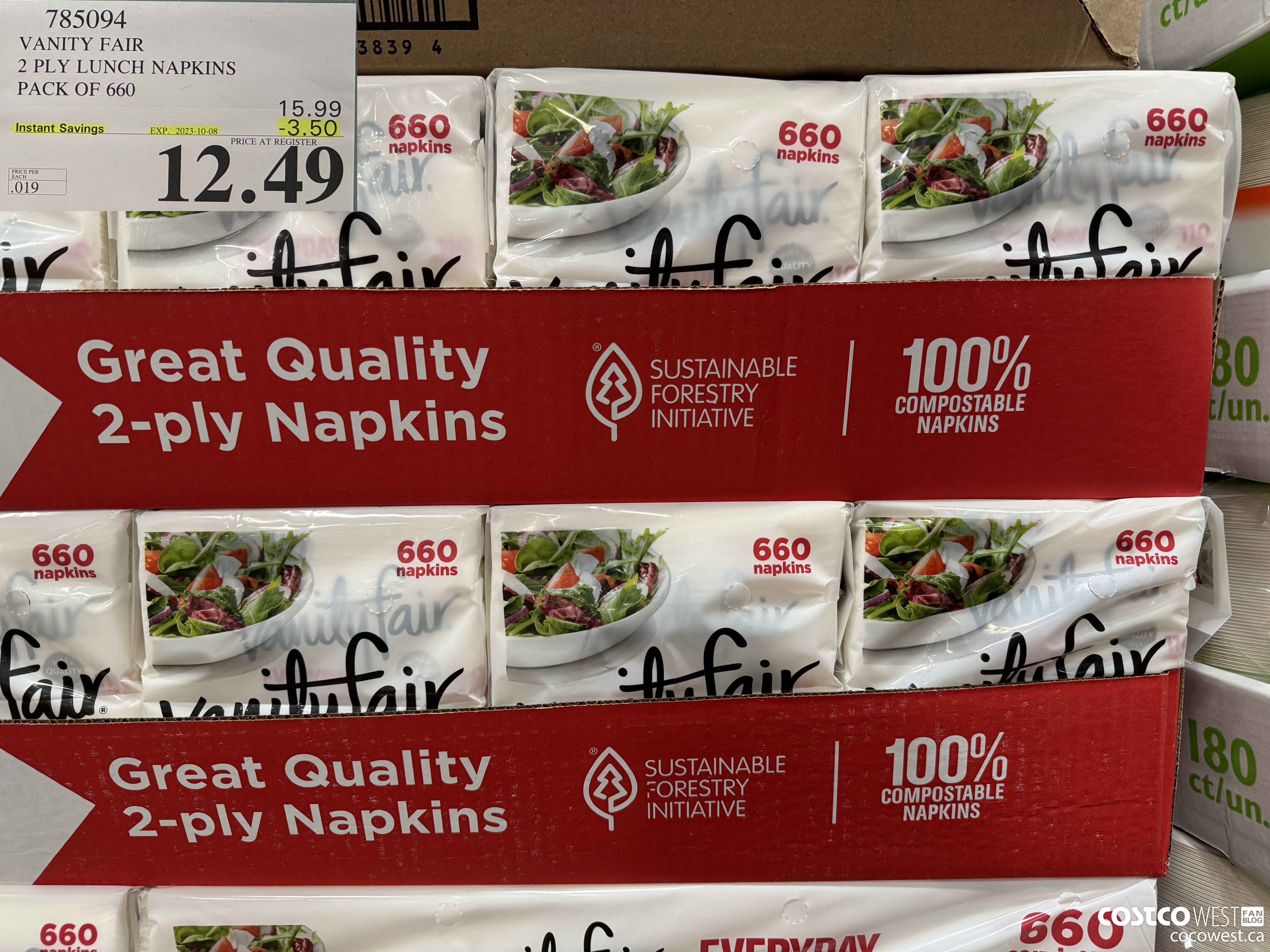 785094 VANITY FAIR 2 PLY LUNCH NAPKIN PACK OF 660 ($3.50 INSTANT SAVINGS EXPIRES ON 2023-10-08) $12.49