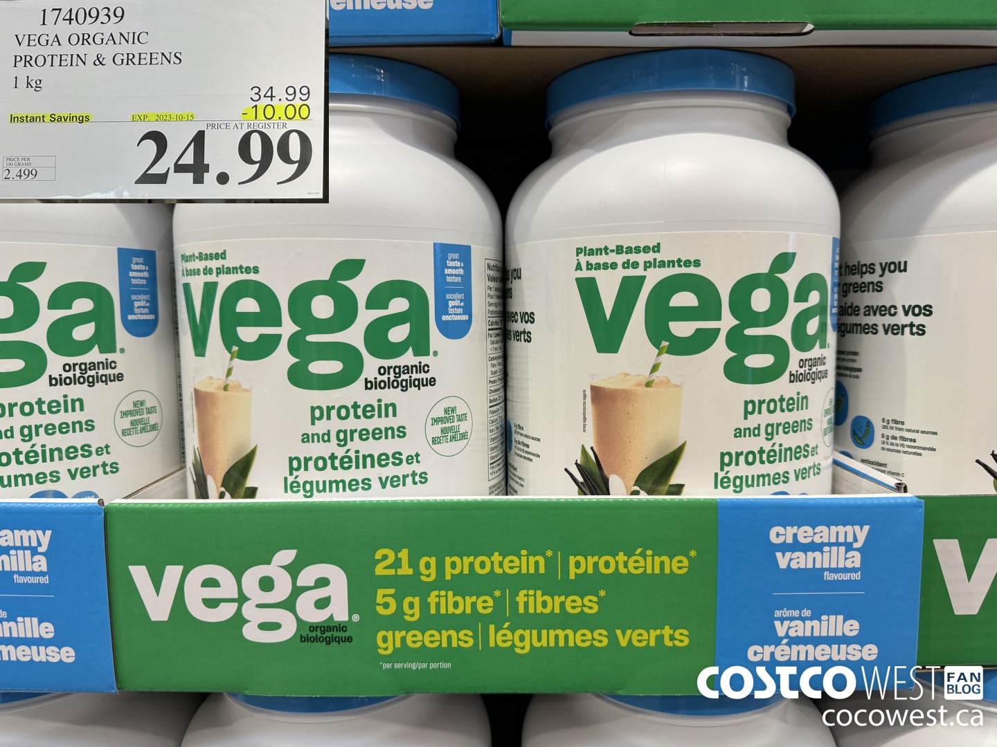 1740939 VEGA ORGANIC PROTEIN & GREENS 1 KG ($10.00 INSTANT SAVINGS EXPIRES ON 2023-10-15) $24.99