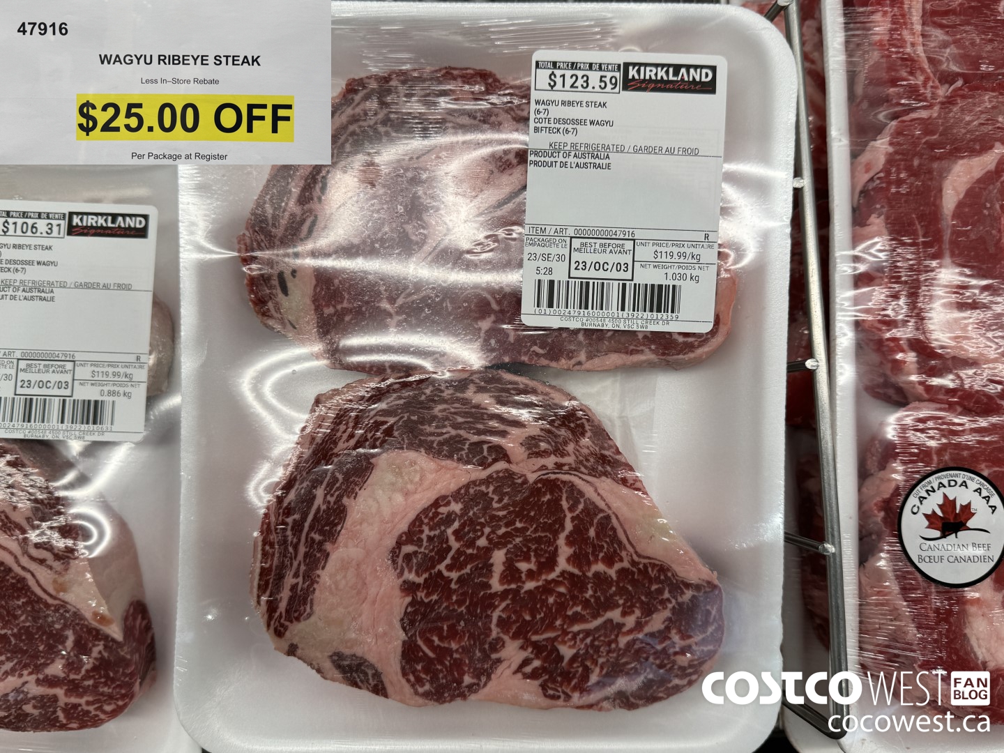 47916 WAGYU RIBEYE STEAK ($25.00 INSTANT SAVINGS)