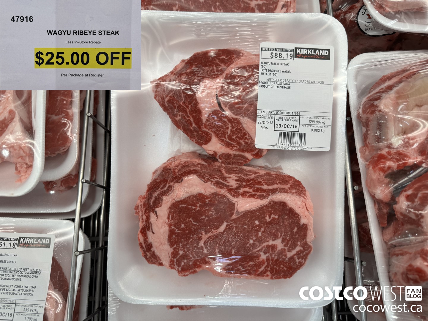 47916 WAGYU RIBEYE STEAK ($25.00 INSTANT SAVINGS)