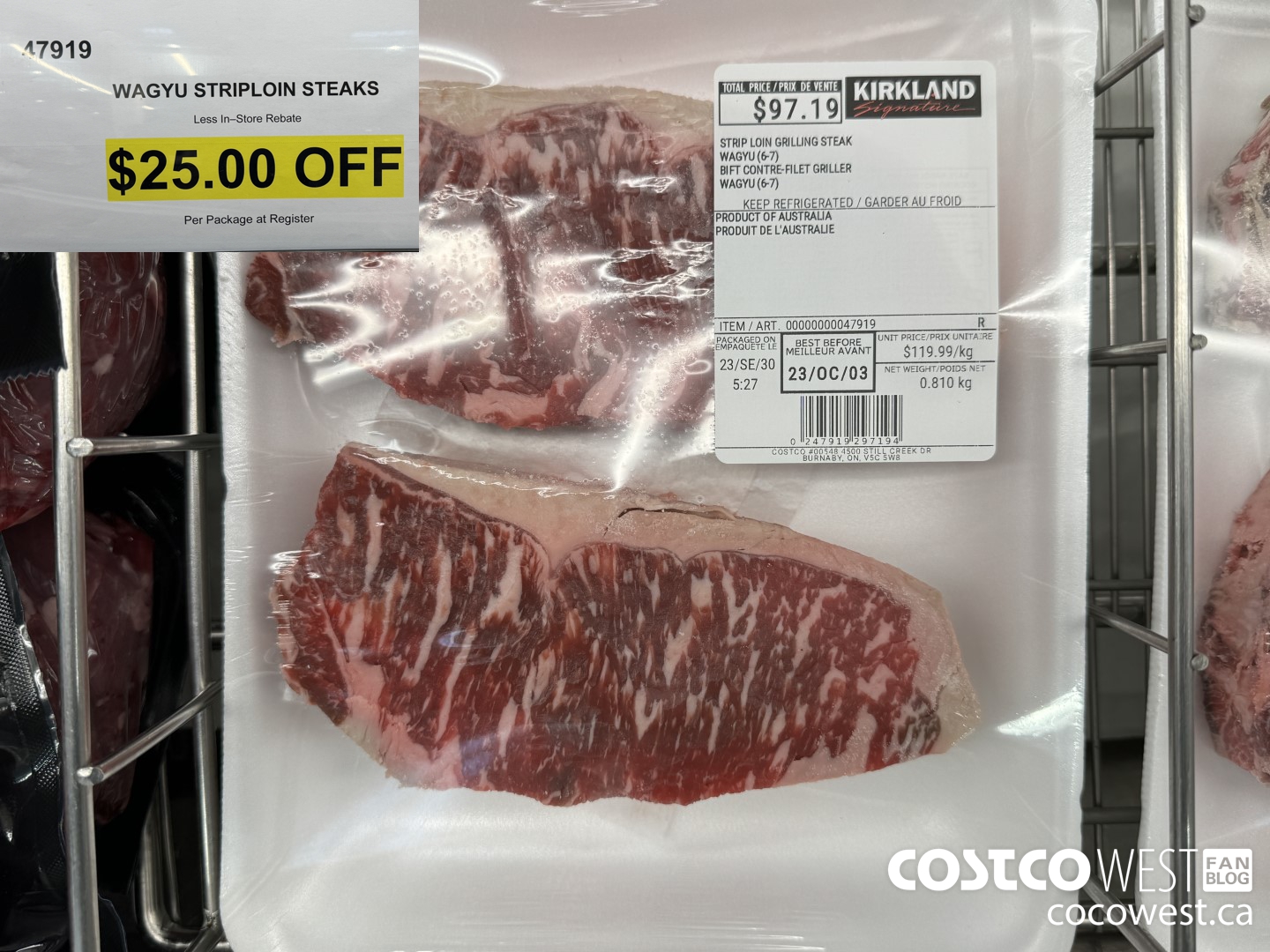 47919 WAGYU STRIPLOIN STEAKS ($25.00 INSTANT SAVINGS)