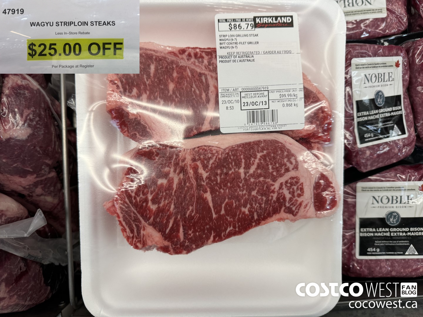 47919 WAGYU STRIPLOIN STEAKS ($25.00 INSTANT SAVINGS)