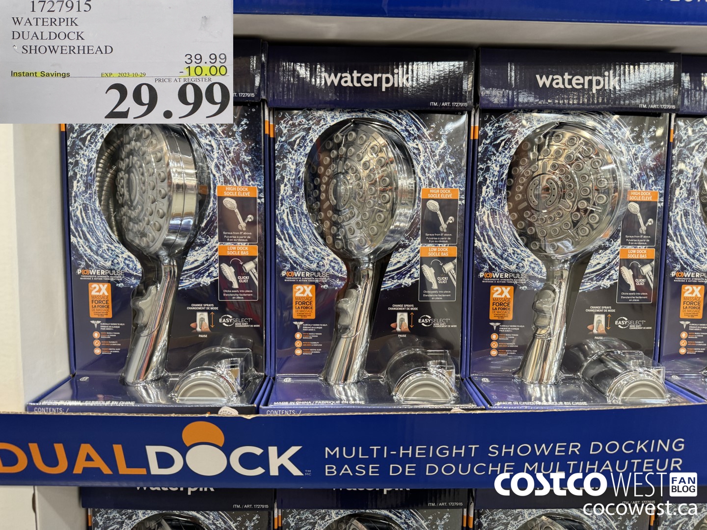 1727915 WATERPIK DUALDOCK SHOWERHEAD ($10.00 INSTANT SAVINGS EXPIRES ON 2023-10-29) $29.99