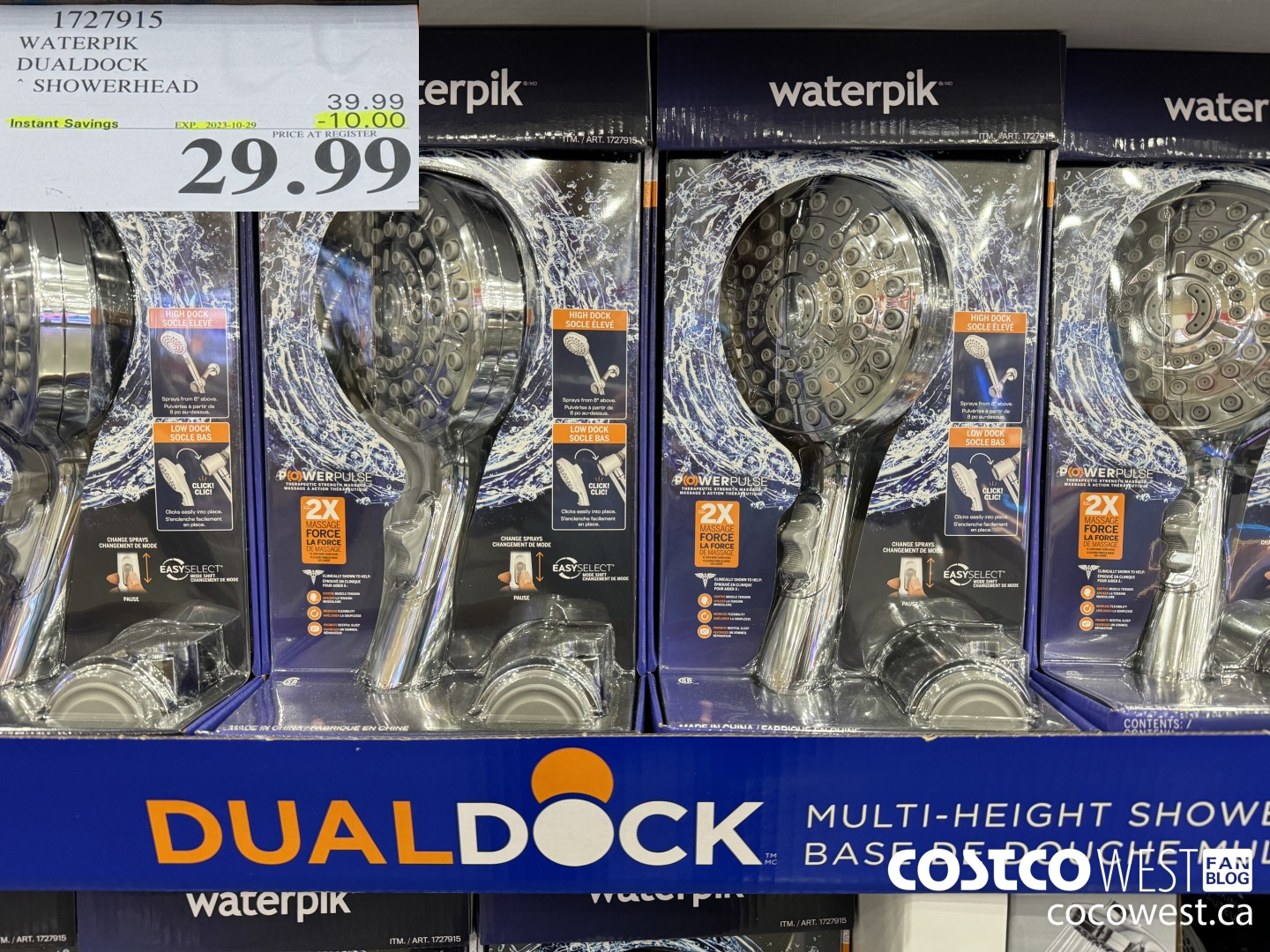 1727915 WATERPIK DUALDOCK SHOWERHEAD ($10.00 INSTANT SAVINGS EXPIRES ON 2023-10-29) $29.99