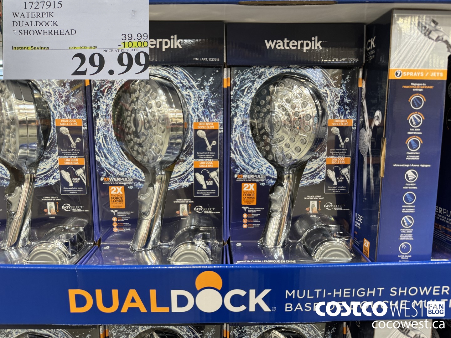 1727915 WATERPIK DUALDOCK SHOWERHEAD ($10.00 INSTANT SAVINGS EXPIRES ON 2023-10-29) $29.99
