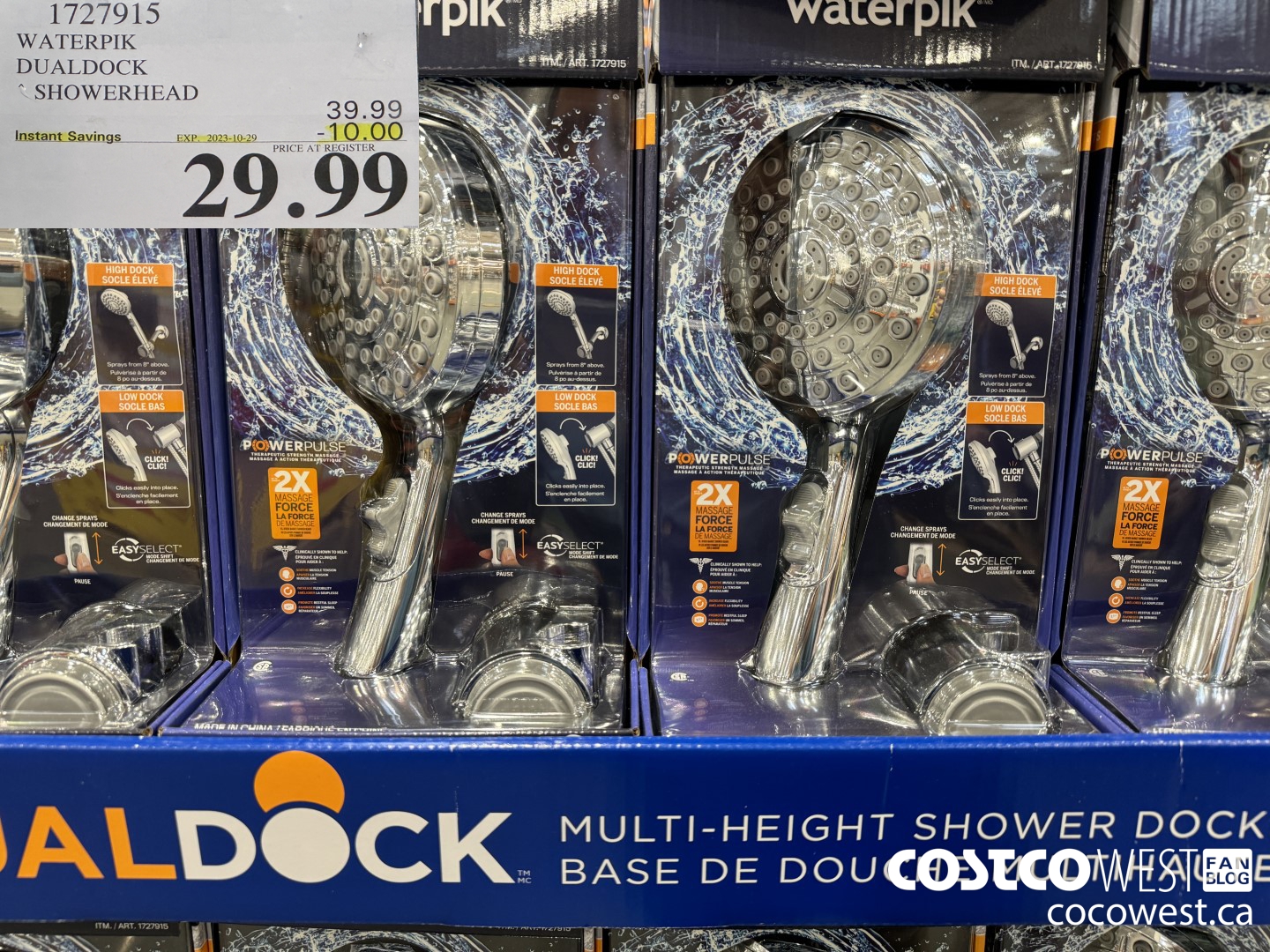 1727915 WATERPIK DUALDOCK SHOWERHEAD ($10.00 INSTANT SAVINGS EXPIRES ON 2023-10-29) $29.99