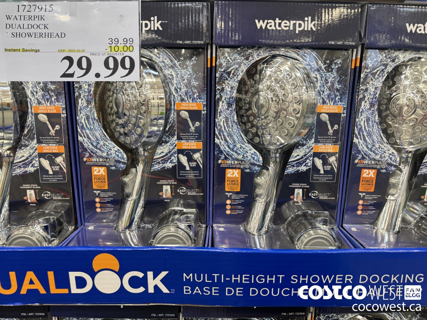 1727915 WATERPIK DUALDOCK SHOWERHEAD ($10.00 INSTANT SAVINGS EXPIRES ON 2023-10-29) $29.99