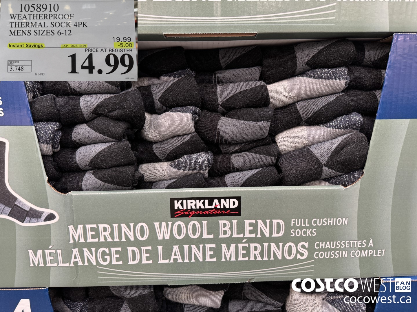 1058910 WEATHERPROOF THERMAL SOCK 4PK MENS SIZES 6-12 ($5.00 INSTANT SAVINGS EXPIRES ON 2023-10-29) $14.99