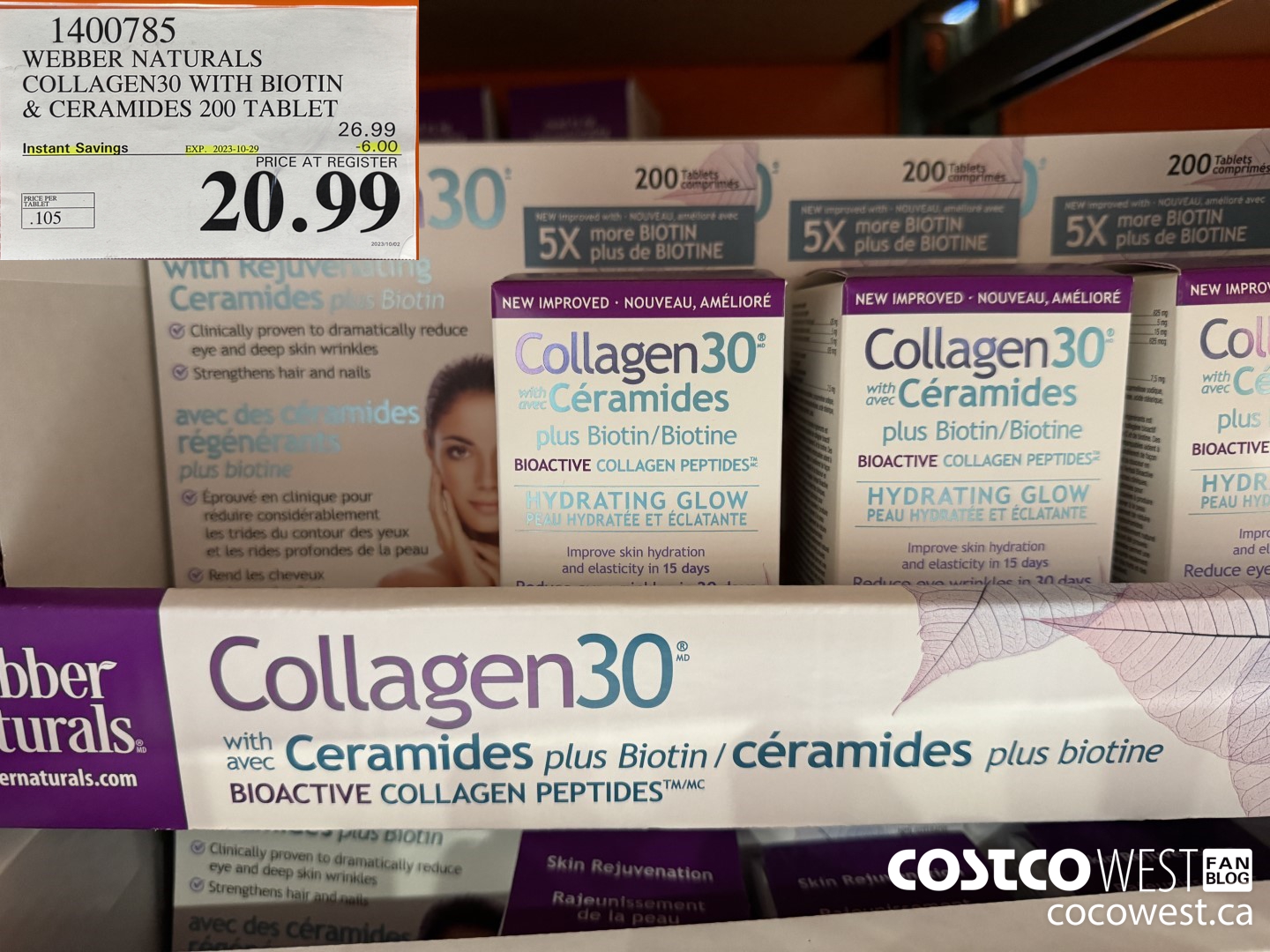 1400785 WEBBER NATURALS COLLAGEN30 WITH BIOTIN & CERAMIDES 200 TABLET ($6.00 INSTANT SAVINGS EXPIRES ON 2023-10-29) $20.99