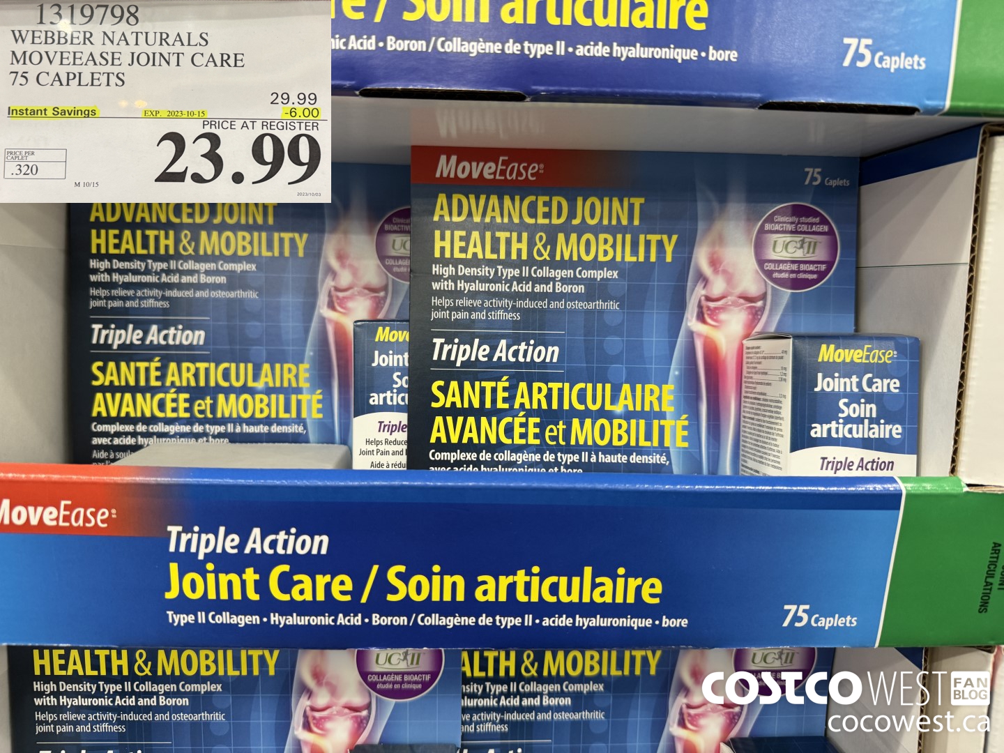 1319798 WEBBER NATURALS MOVEEASE TRIPLE ACTION JOINT 75 CAPLETS ($6.00 INSTANT SAVINGS EXPIRES ON 2023-10-15) $23.99