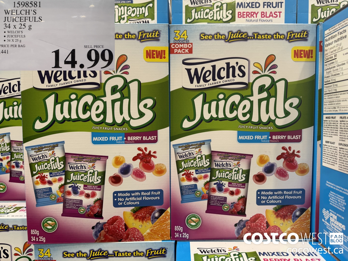 1598581 WELCH'S JUICEFULS 34 X 25 G $14.99