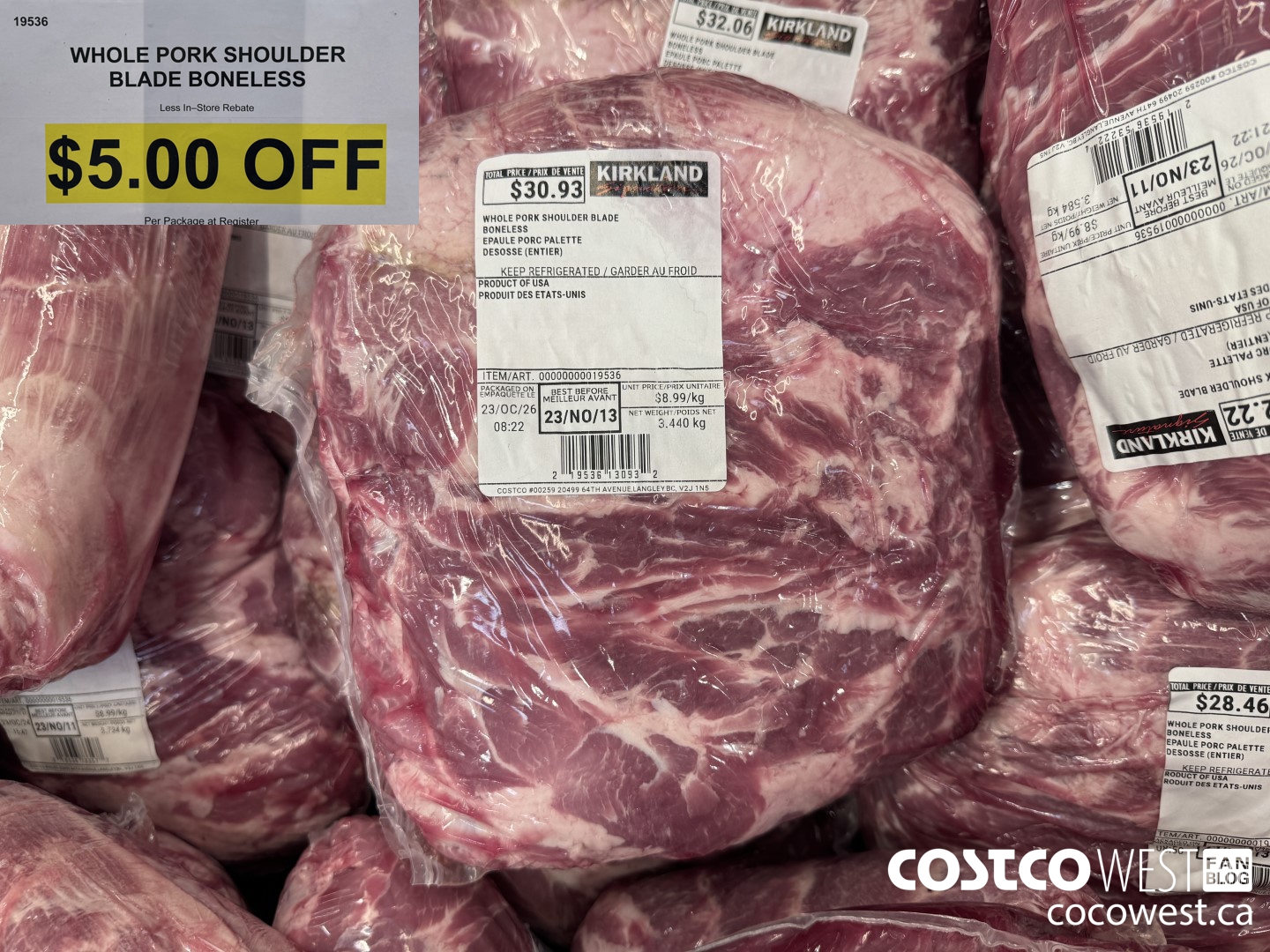 19536 WHOLE PORK SHOULDER BLADE BONELESS ($5.00 INSTANT SAVINGS)