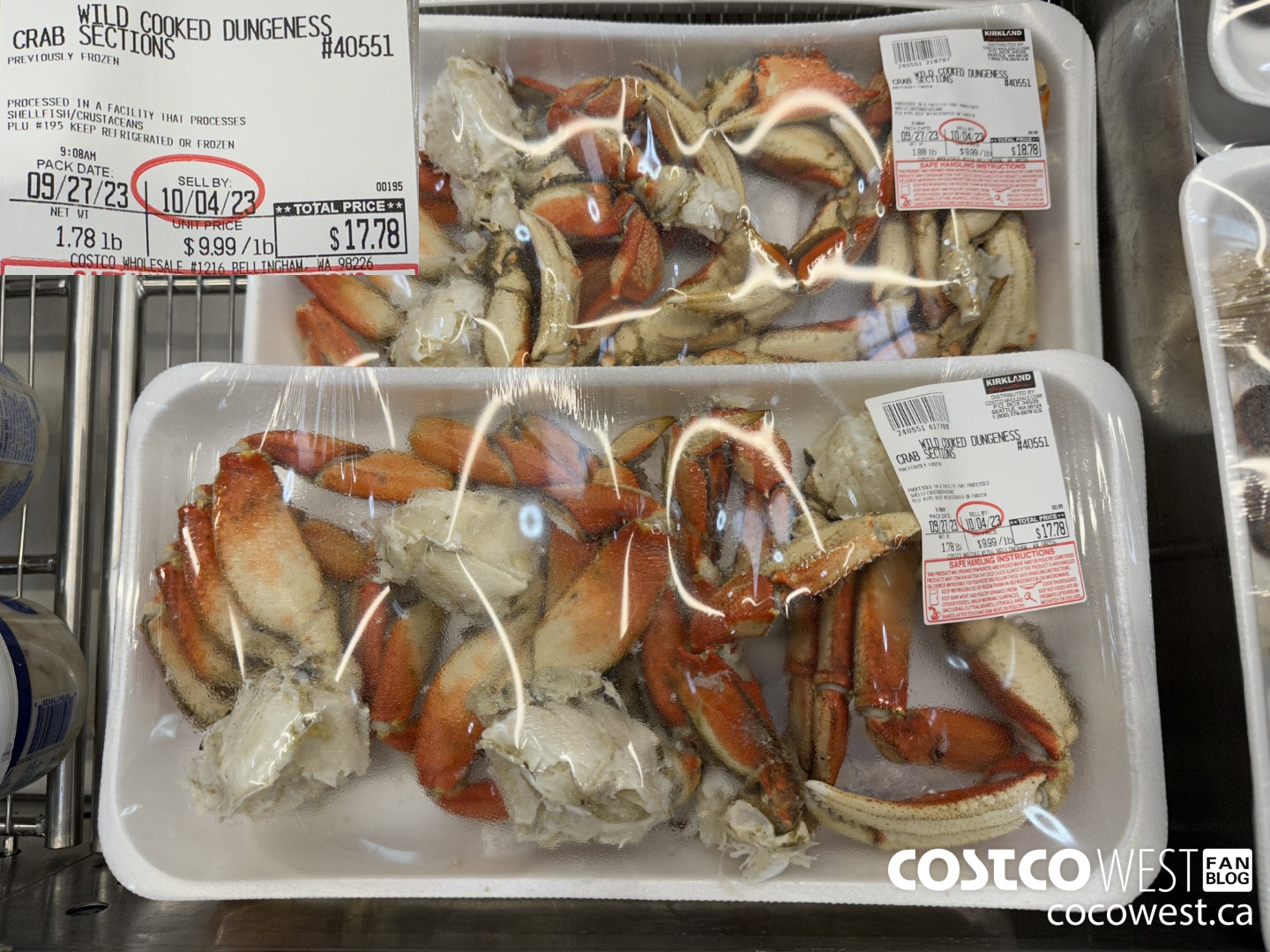 40551 WILD COOKED DUNGENESS CRAB SECTIONS $9.99