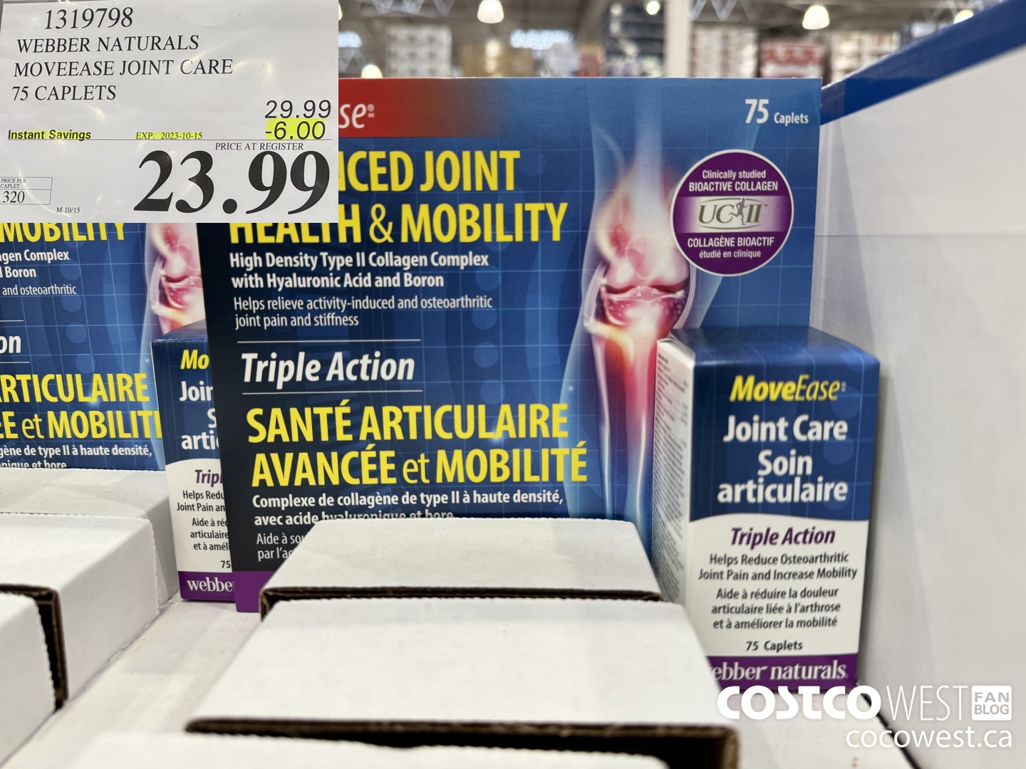 1319798 WN MOVEEASE TRIPLE ACTION JOINT 75 CAPLETS ($6.00 INSTANT SAVINGS EXPIRES ON 2023-10-15) $23.99