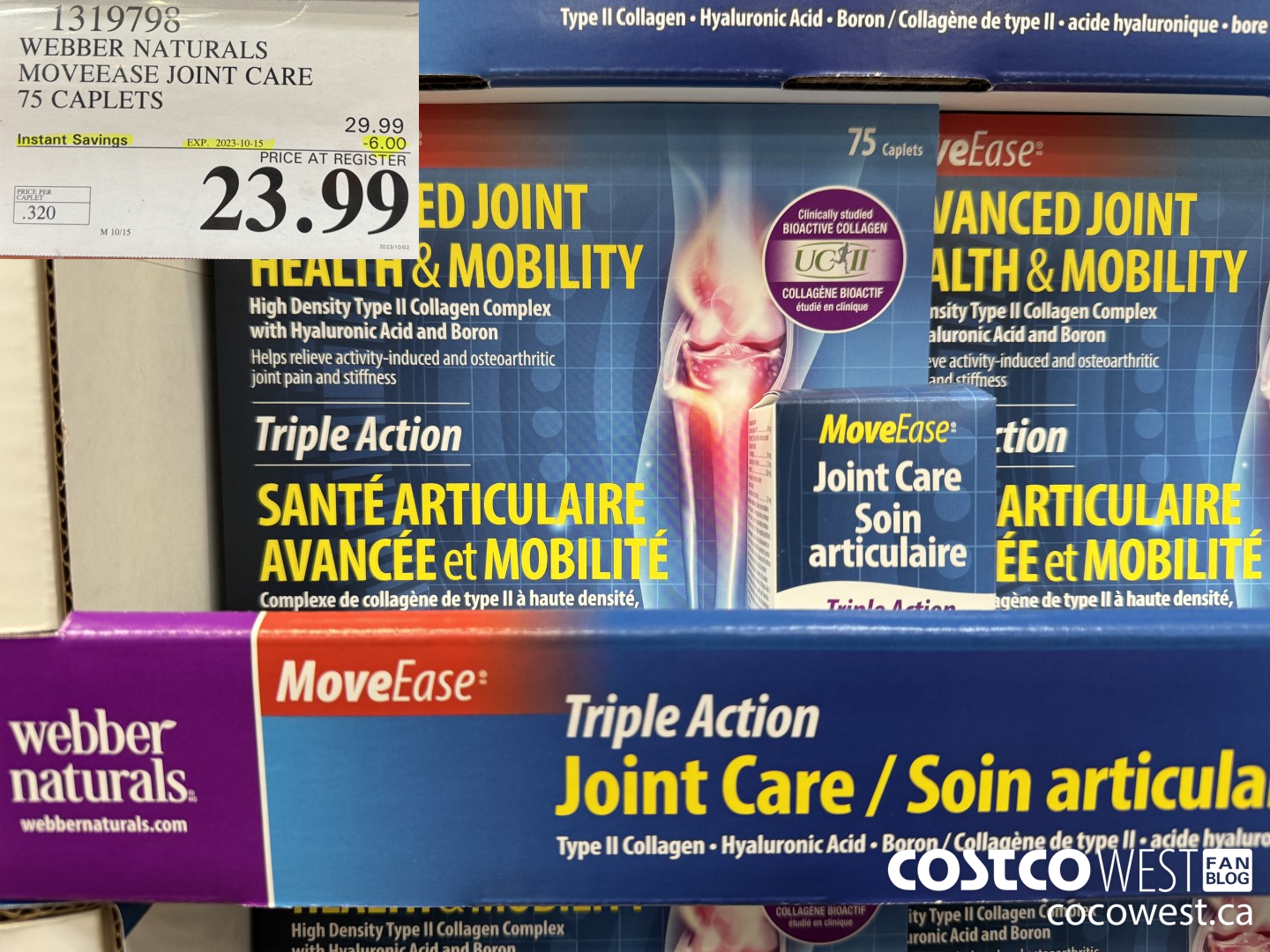 1319798 WN MOVEEASE TRIPLE ACTION JOINT 75 CAPLETS ($6.00 INSTANT SAVINGS EXPIRES ON 2023-10-15) $23.99