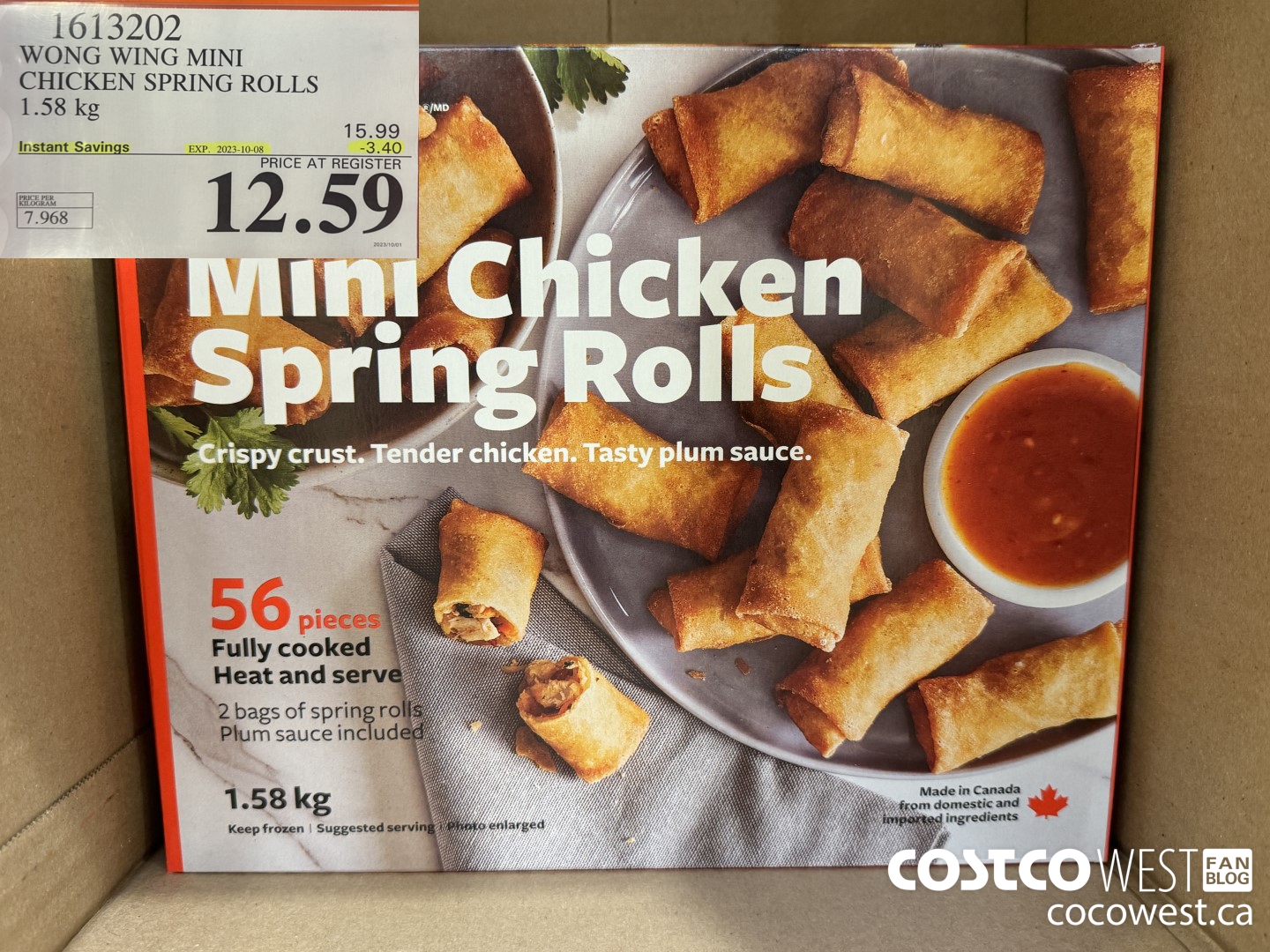 1613202 WONG WING MINI CHICKEN SPRING ROLLS 1.58 kg ($3.40 INSTANT SAVINGS EXPIRES ON 2023-10-08) $12.59