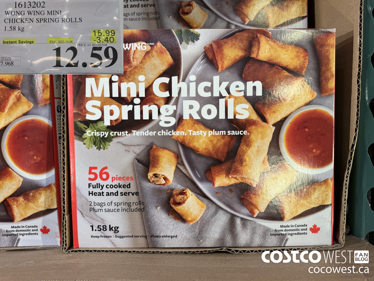 1613202 WONG WING MINI CHICKEN SPRING ROLLS 1.58 kg ($3.40 INSTANT SAVINGS EXPIRES ON 2023-10-08) $12.59