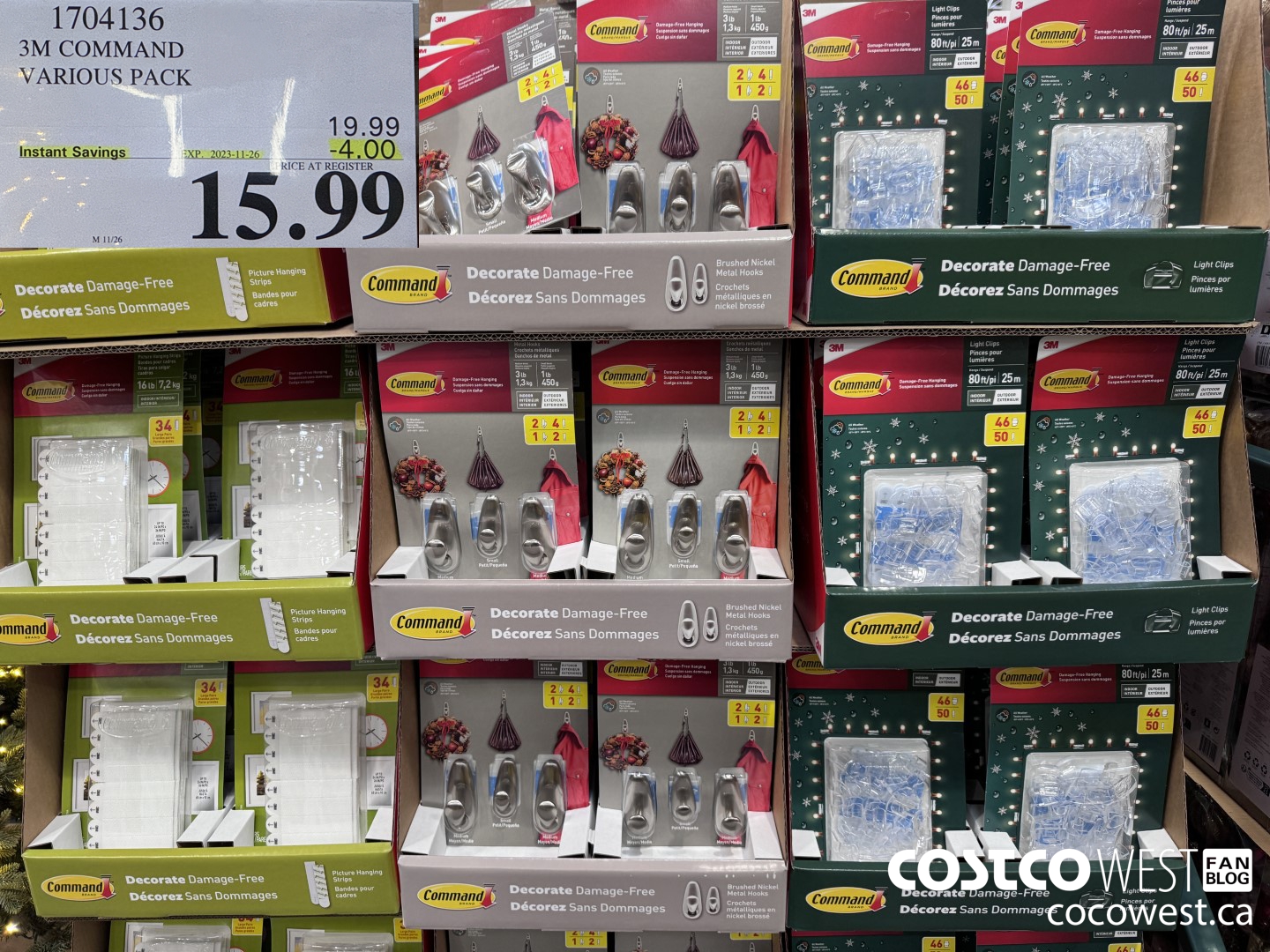 1704136 3M COMMAND VARIOUS PACK ($4.00 INSTANT SAVINGS EXPIRES ON 2023-11-26) $15.99