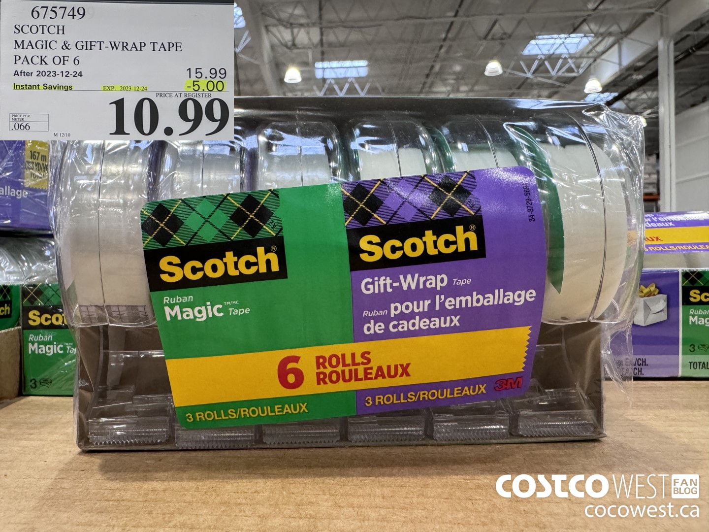 675749 3M SCOTCH MAGIC TAPE/GIFT WRAP TAPE 6PK ($5.00 INSTANT SAVINGS EXPIRES ON 2023-12-24) $10.99