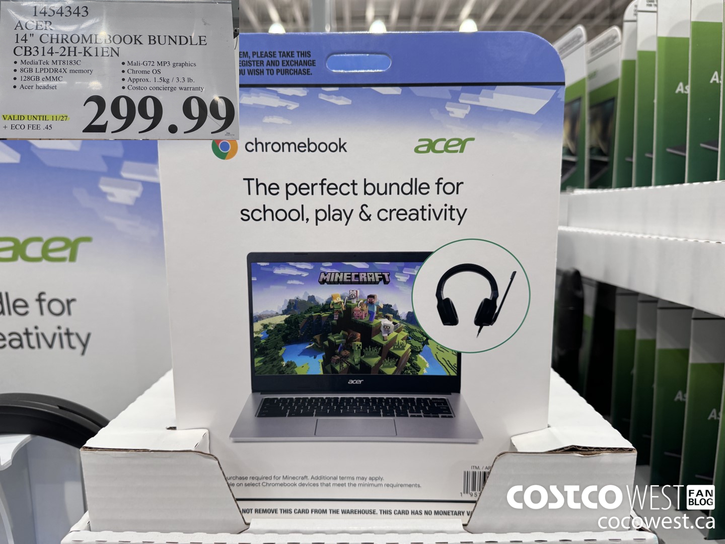 1454343 ACER 14-IN CHROMEBOOK CB314-2H-K1EN (EXPIRES ON 2023-11-27) $299.99