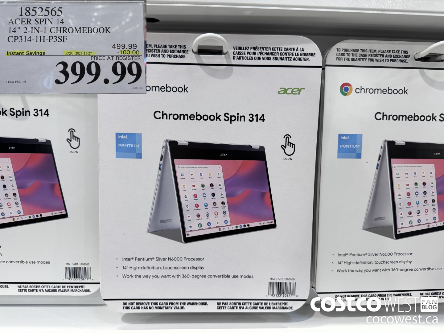 1852565 ACER SPIN 14 14-IN CHROMEBOOK CP314-1H-P3SF ($100.00 INSTANT SAVINGS EXPIRES ON 2023-11-27) $399.99