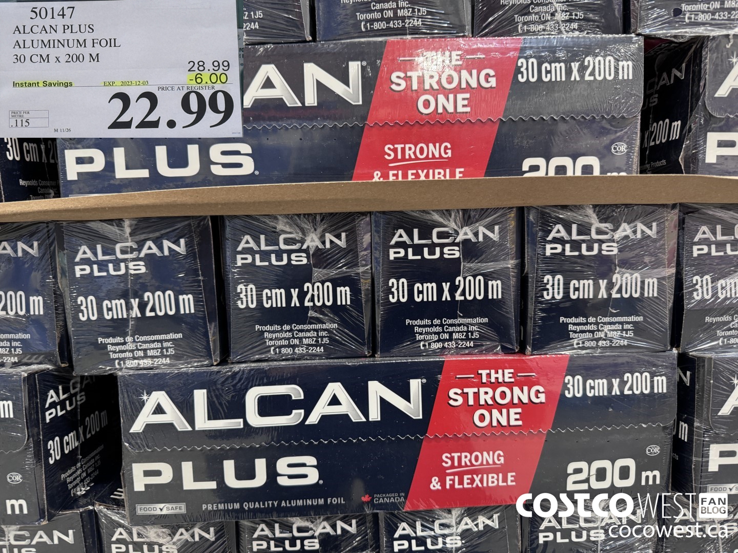 50147 ALCAN PLUS ALUMINUM FOIL 30 cm x 200 m ($6.00 INSTANT SAVINGS EXPIRES ON 2023-12-03) $22.99