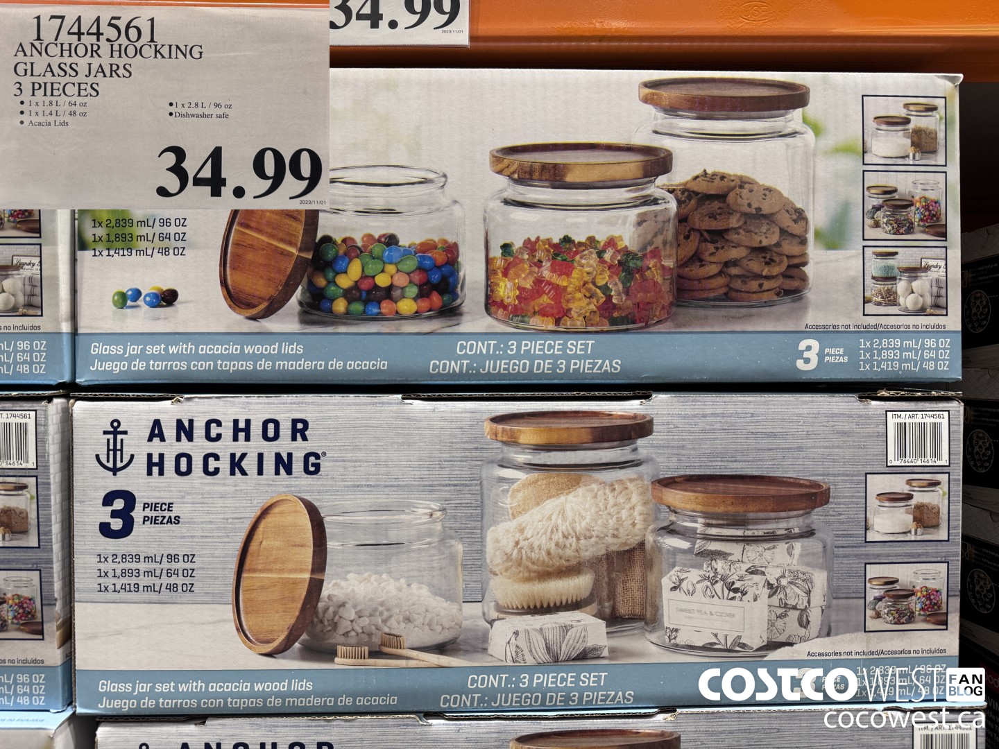 1744561 ANCHOR HOCKING 3-PIECE GLASS JARS SET $34.99