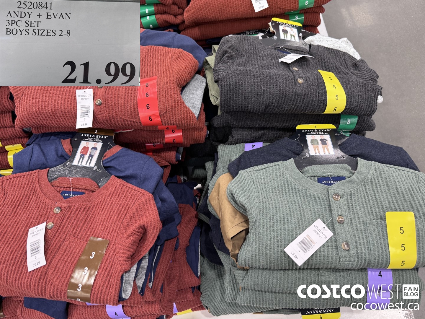 2520841 ANDY + EVAN 3PC SET BOYS SIZES 2-8 $21.99