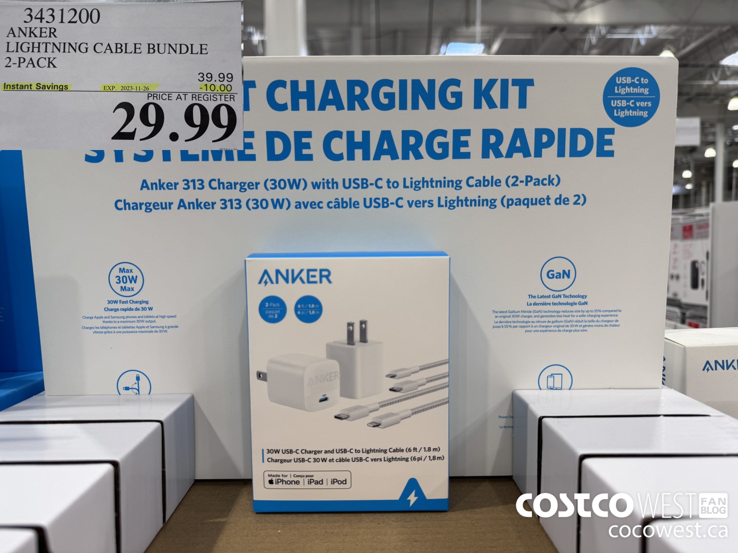 3431200 ANKER LIGHTNING CABLE BUNDLE 2-PACK ($10.00 INSTANT SAVINGS EXPIRES ON 2023-11-26) $29.99