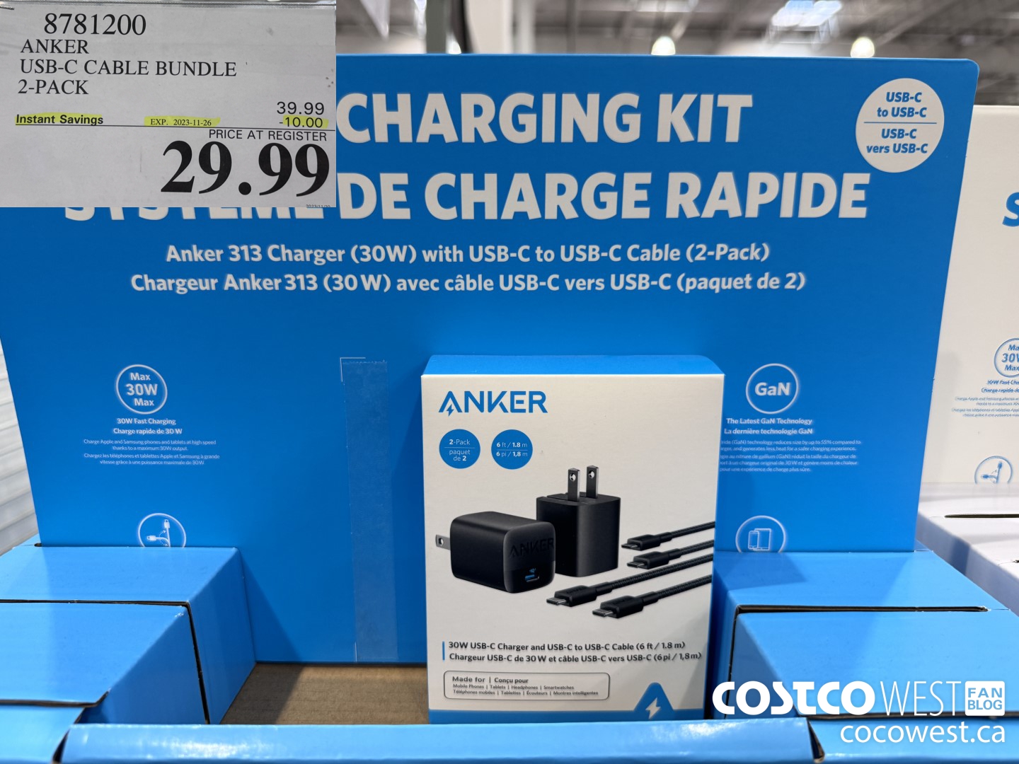 8781200 ANKER USB-C CABLE BUNDLE 2-PACK ($10.00 INSTANT SAVINGS EXPIRES ON 2023-11-26) $29.99