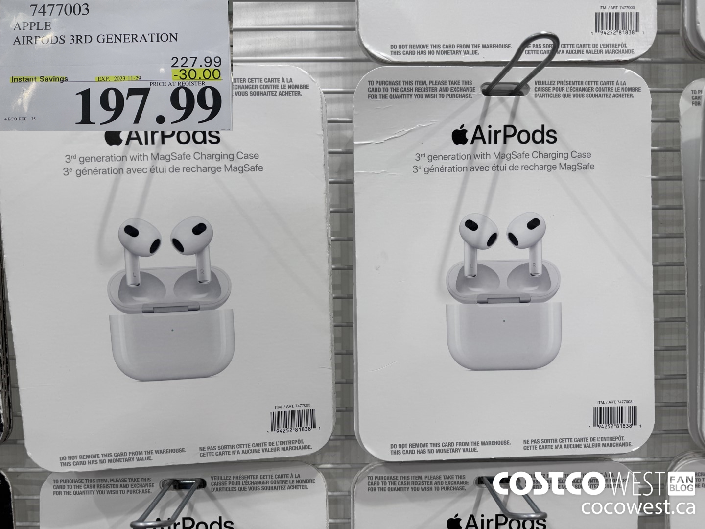7477003 APPLE AIRPODS 3RD GENERATION ($30.00 INSTANT SAVINGS EXPIRES ON 2023-11-29) $197.99