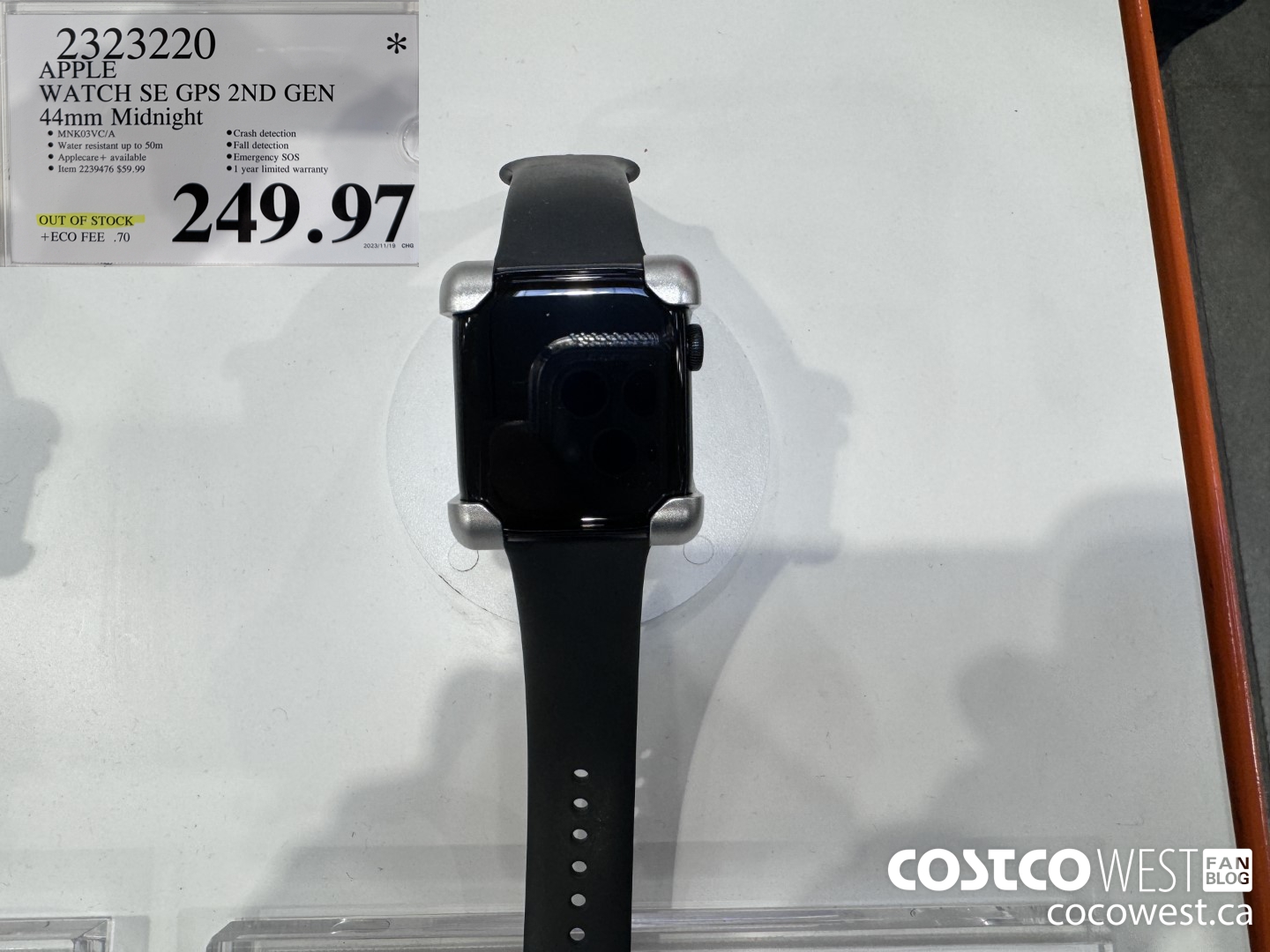 2323220 APPLE WATCH SE 44MM GPS MIDNIGHT MNK03VC/A $249.97