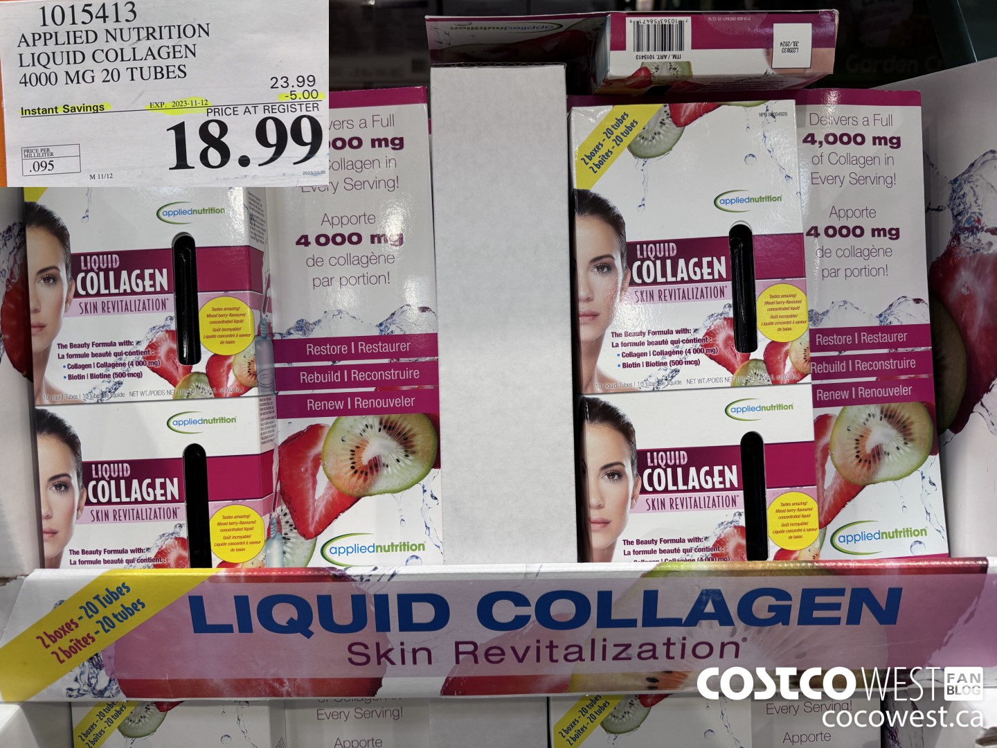 1015413 APPLIED NUTRITION LIQUID COLLAGEN 4000 MG 20 TUBES ($5.00 INSTANT SAVINGS EXPIRES ON 2023-11-12) $18.99