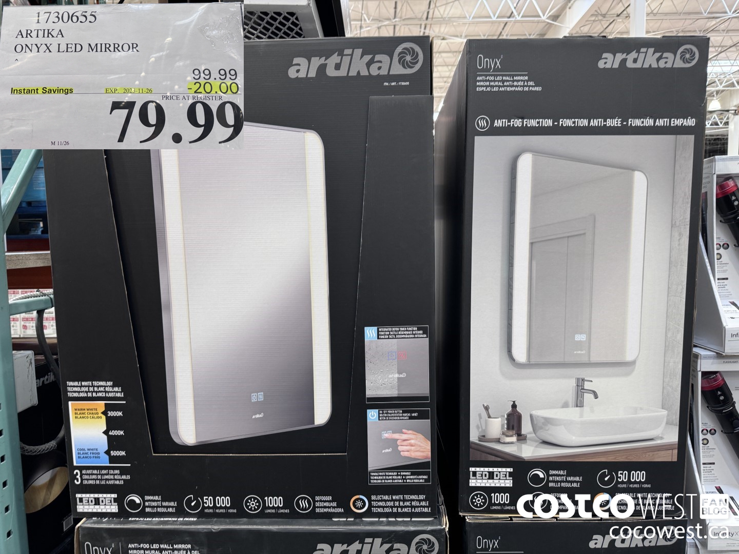 1730655 ARTIKA ONYX LED MIRROR ($20.00 INSTANT SAVINGS EXPIRES ON 2023-11-26) $79.99