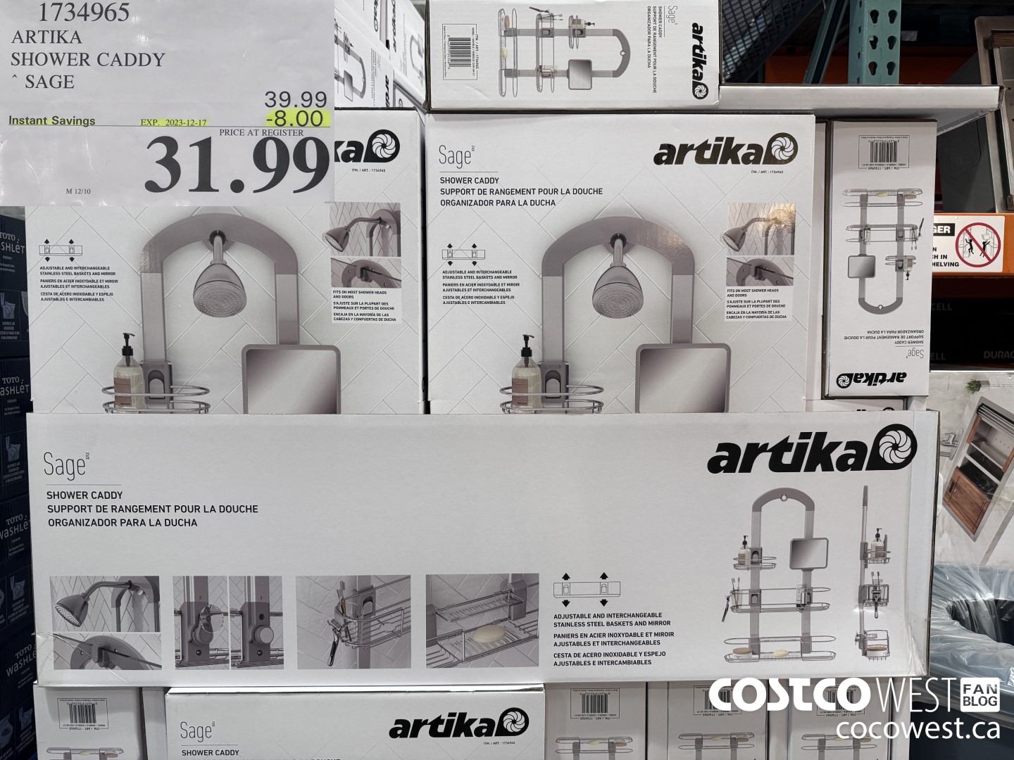 1734965 ARTIKA SHOWER CADDY SAGE ($8.00 INSTANT SAVINGS EXPIRES ON 2023-12-17) $31.99